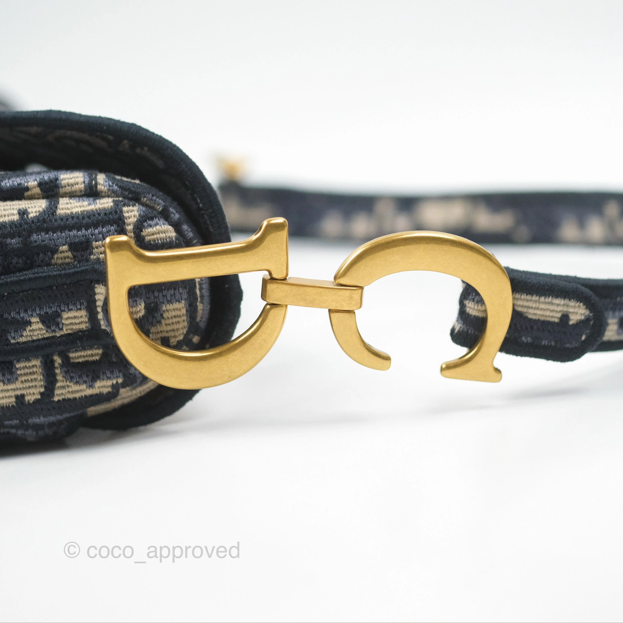 Christian Dior Navy Saddle Bag Dior Oblique Embroidery Gold Hardware