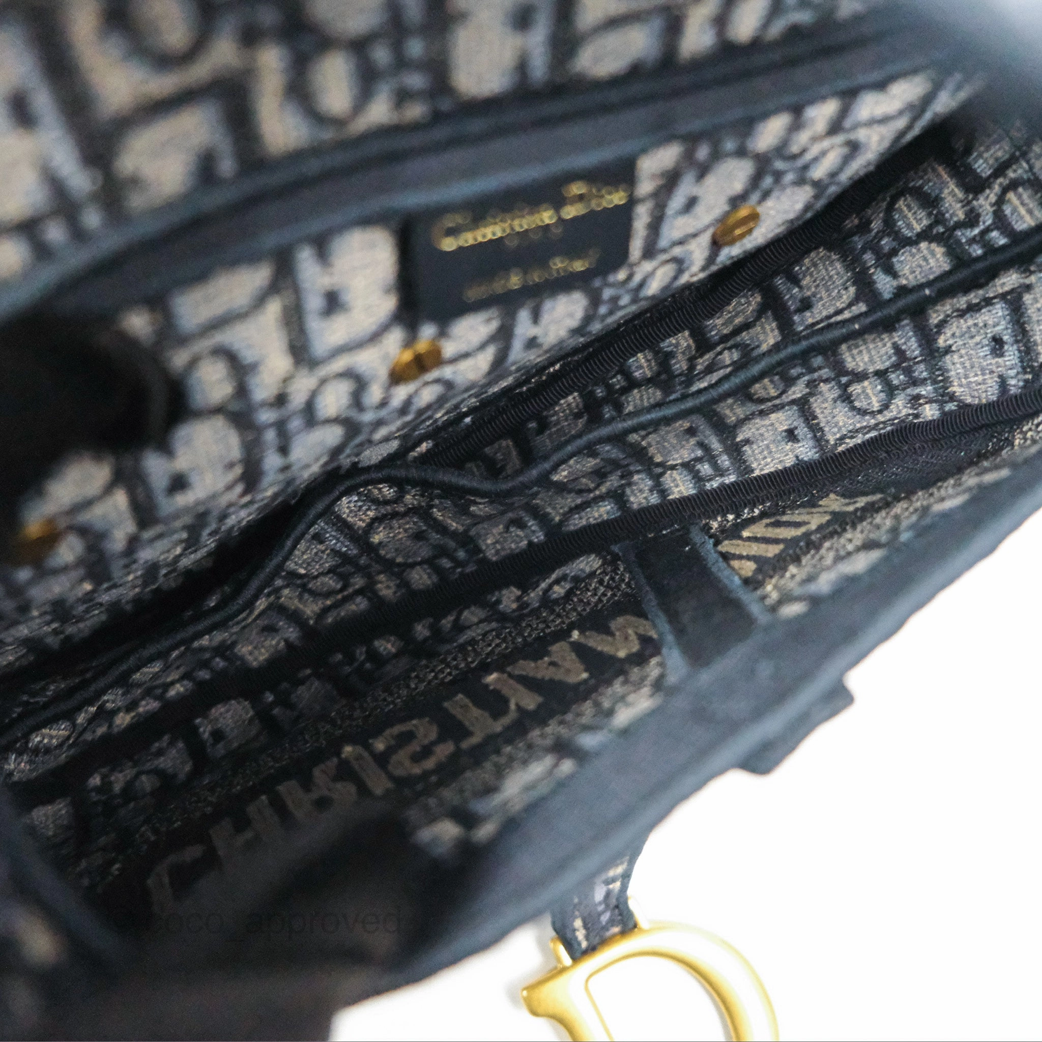 Christian Dior Navy Saddle Bag Dior Oblique Embroidery Gold Hardware