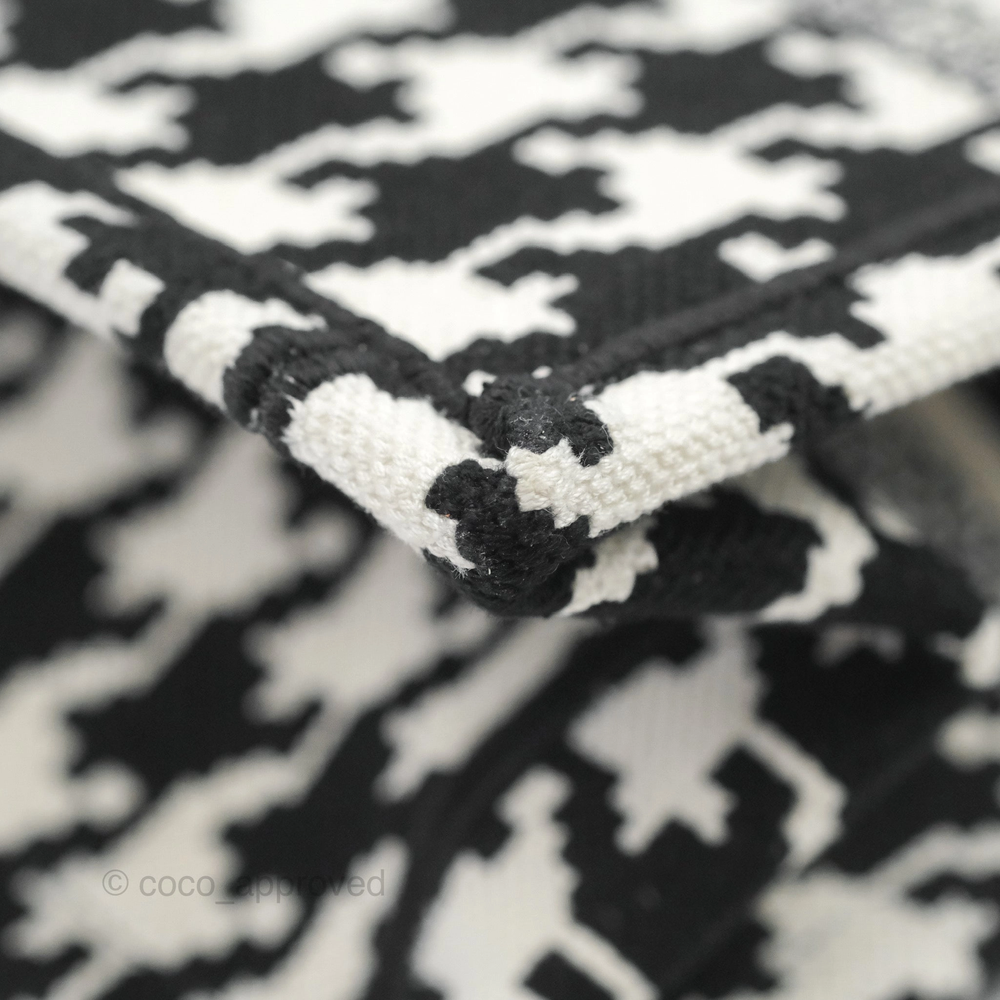 Christian Dior New Small Book Tote Macro Houndstooth Embroidery Black/White