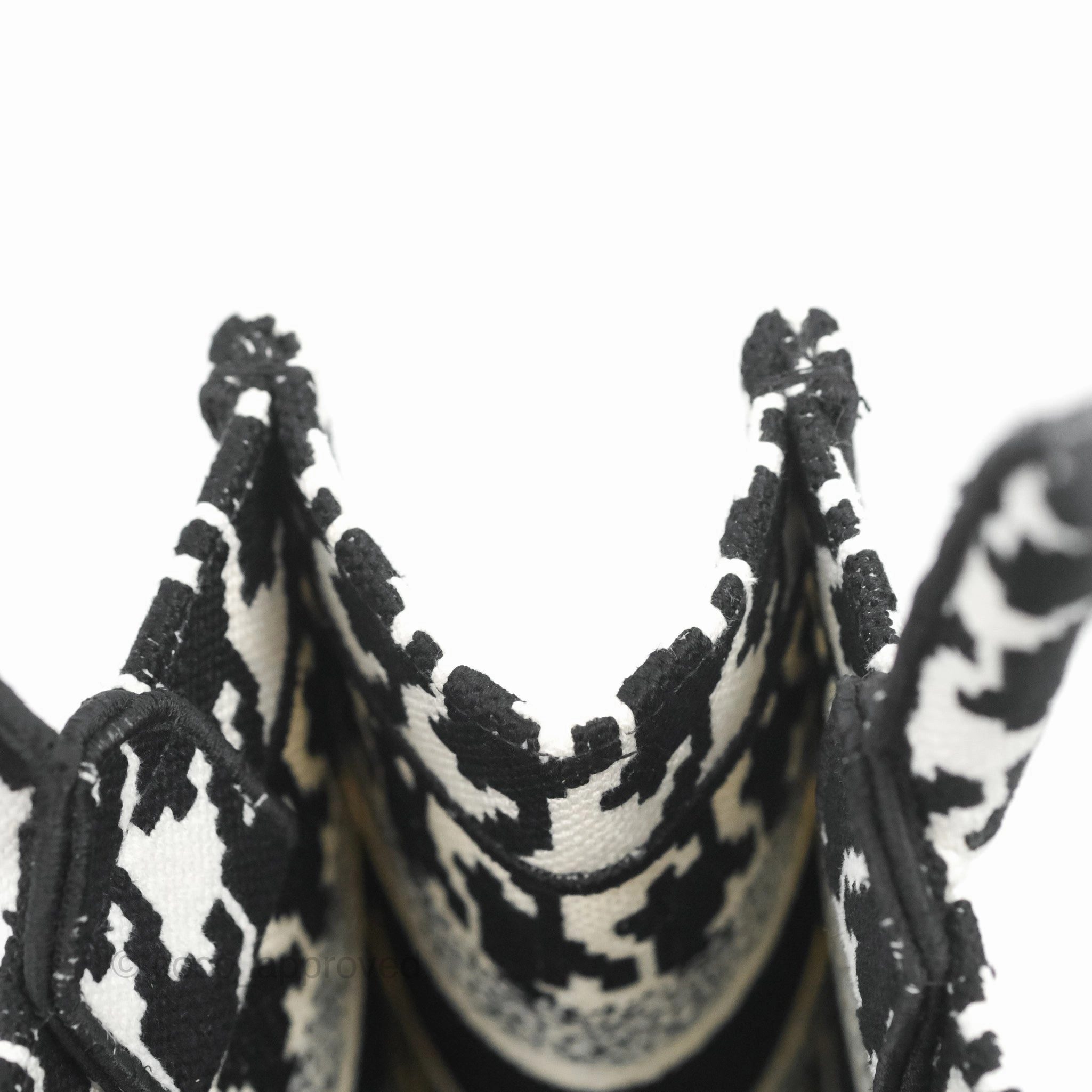 Christian Dior New Small Book Tote Macro Houndstooth Embroidery Black/White