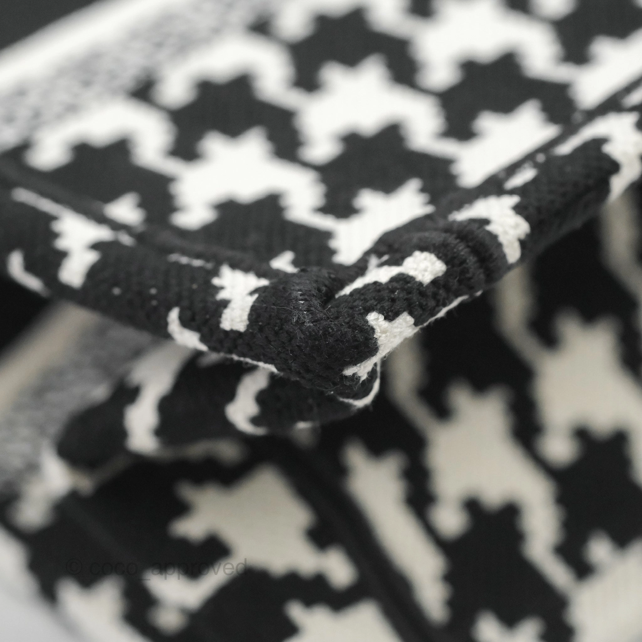 Christian Dior New Small Book Tote Macro Houndstooth Embroidery Black/White