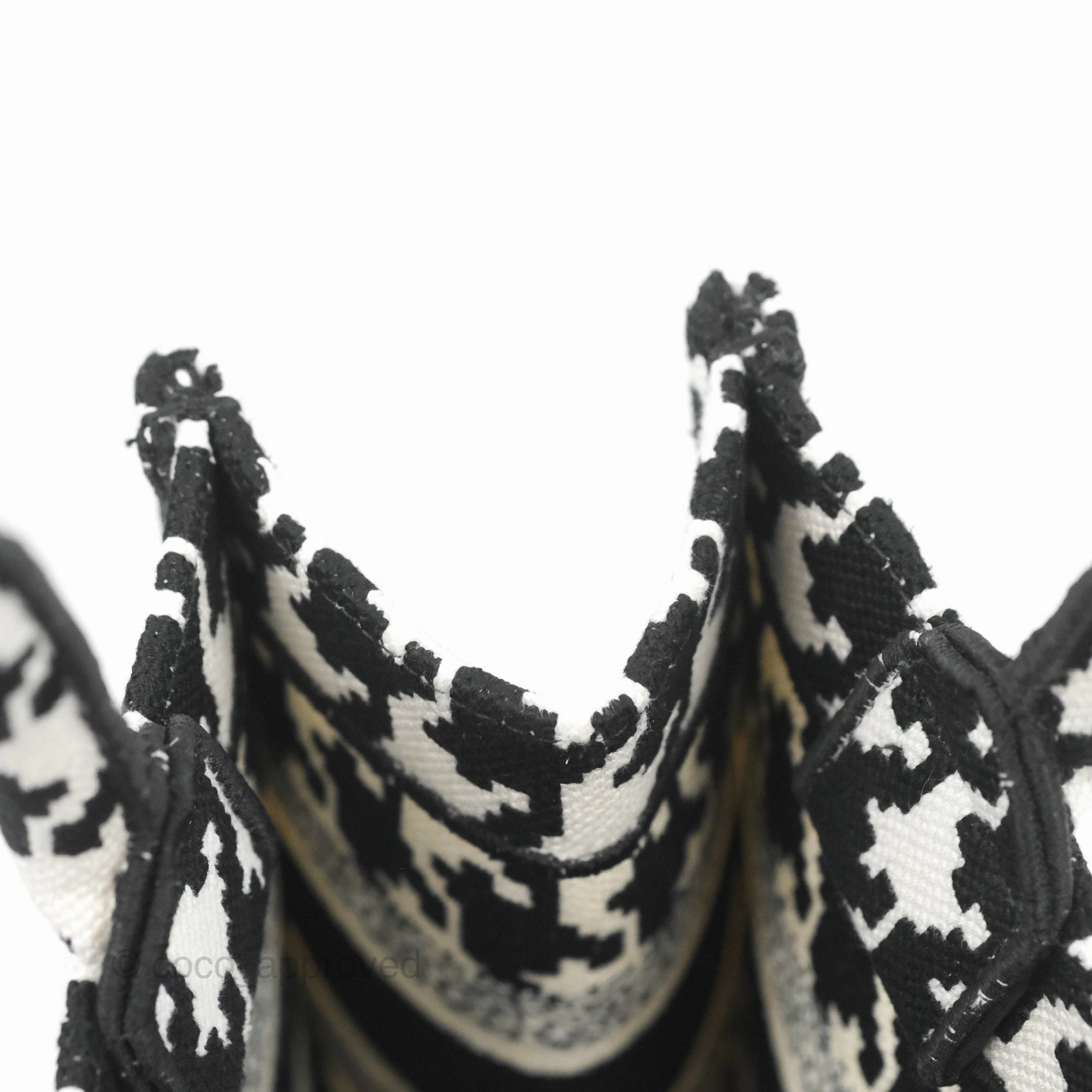 Christian Dior New Small Book Tote Macro Houndstooth Embroidery Black/White