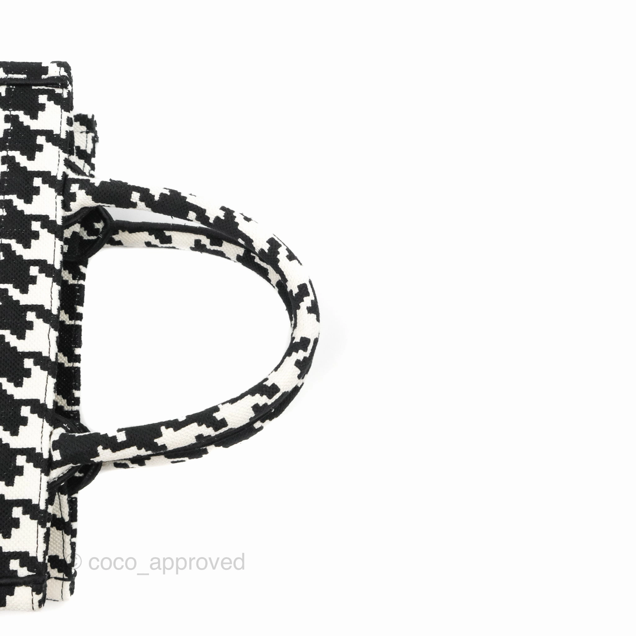 Christian Dior New Small Book Tote Macro Houndstooth Embroidery Black/White