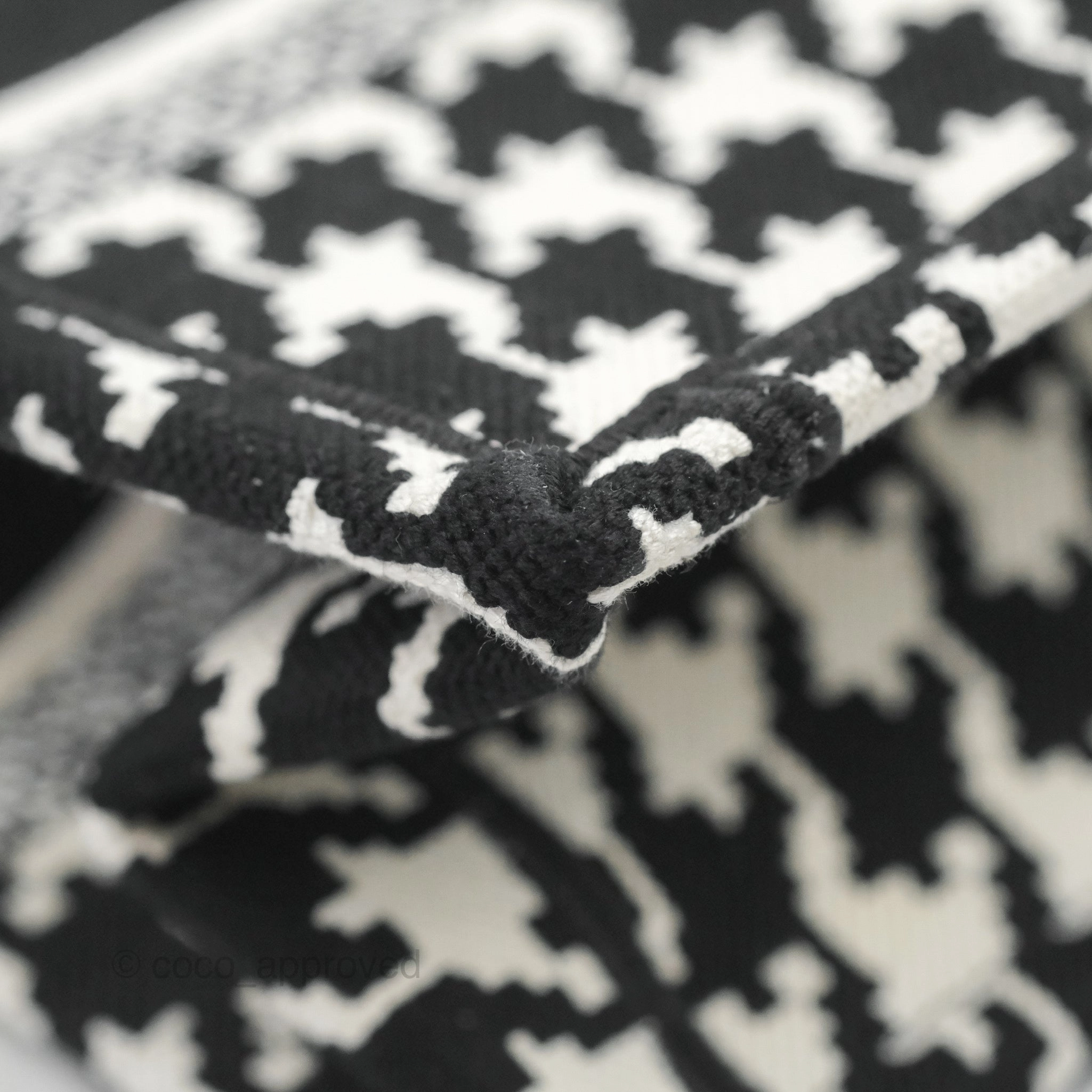Christian Dior New Small Book Tote Macro Houndstooth Embroidery Black/White