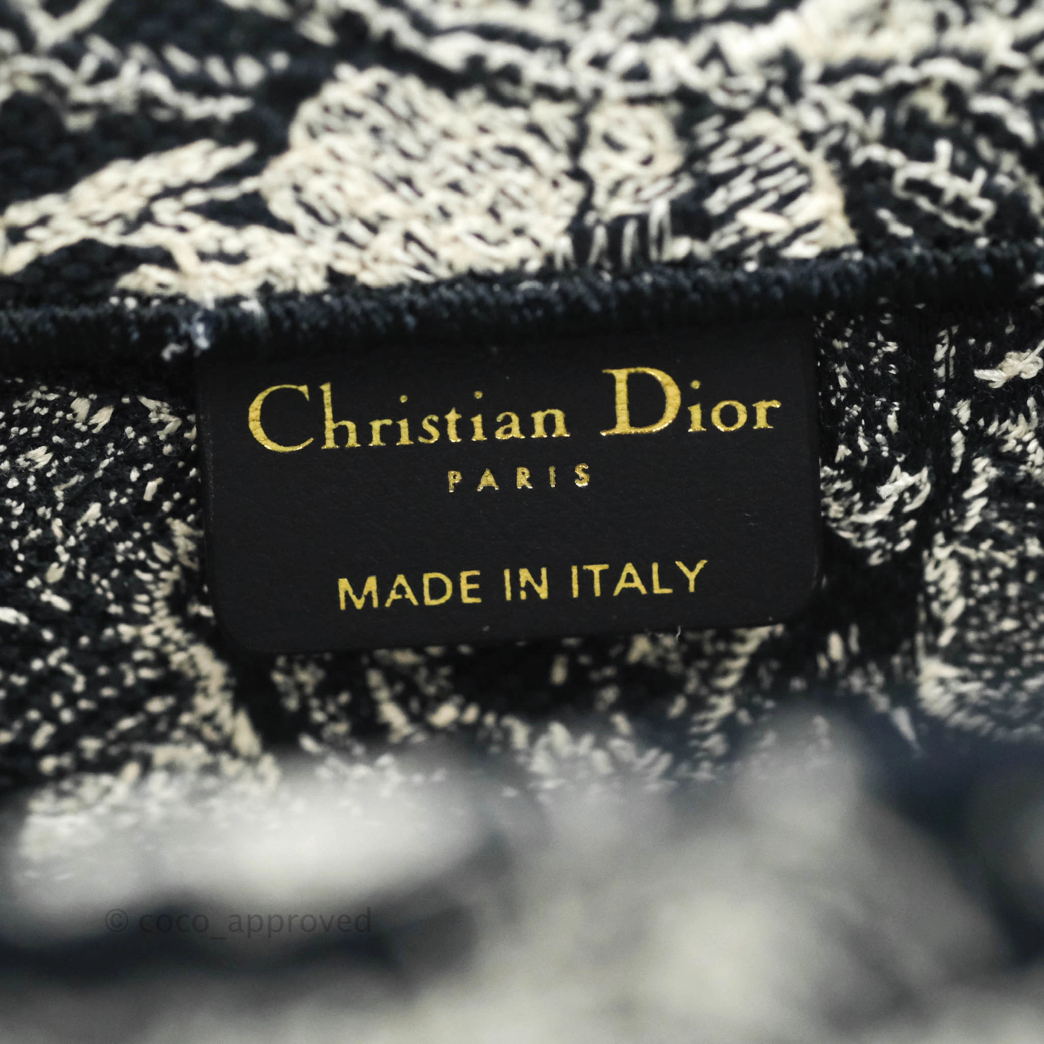 Christian Dior New Small Embroidered Toile De Jouy Navy Canvas Book Tote
