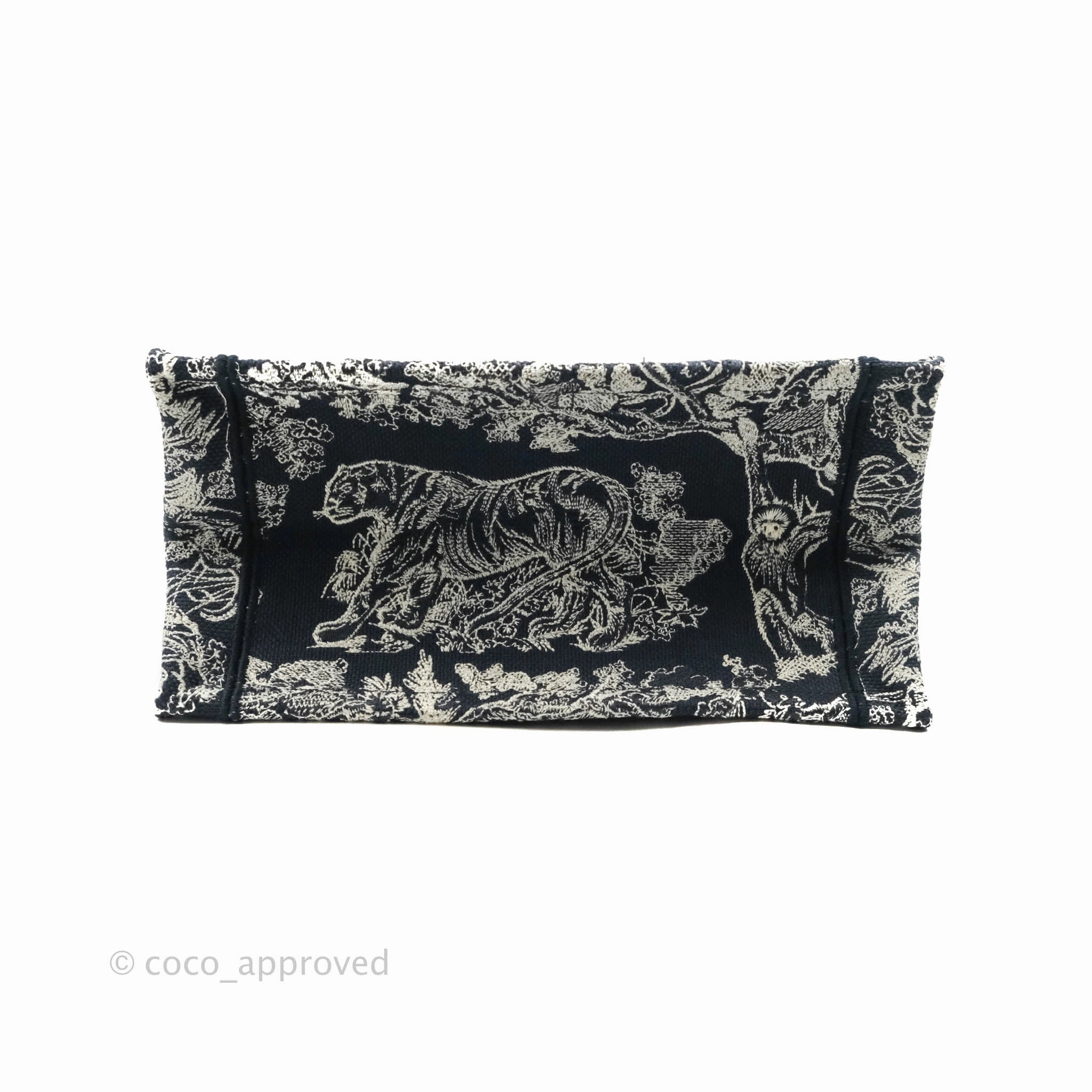 Christian Dior New Small Embroidered Toile De Jouy Navy Canvas Book Tote