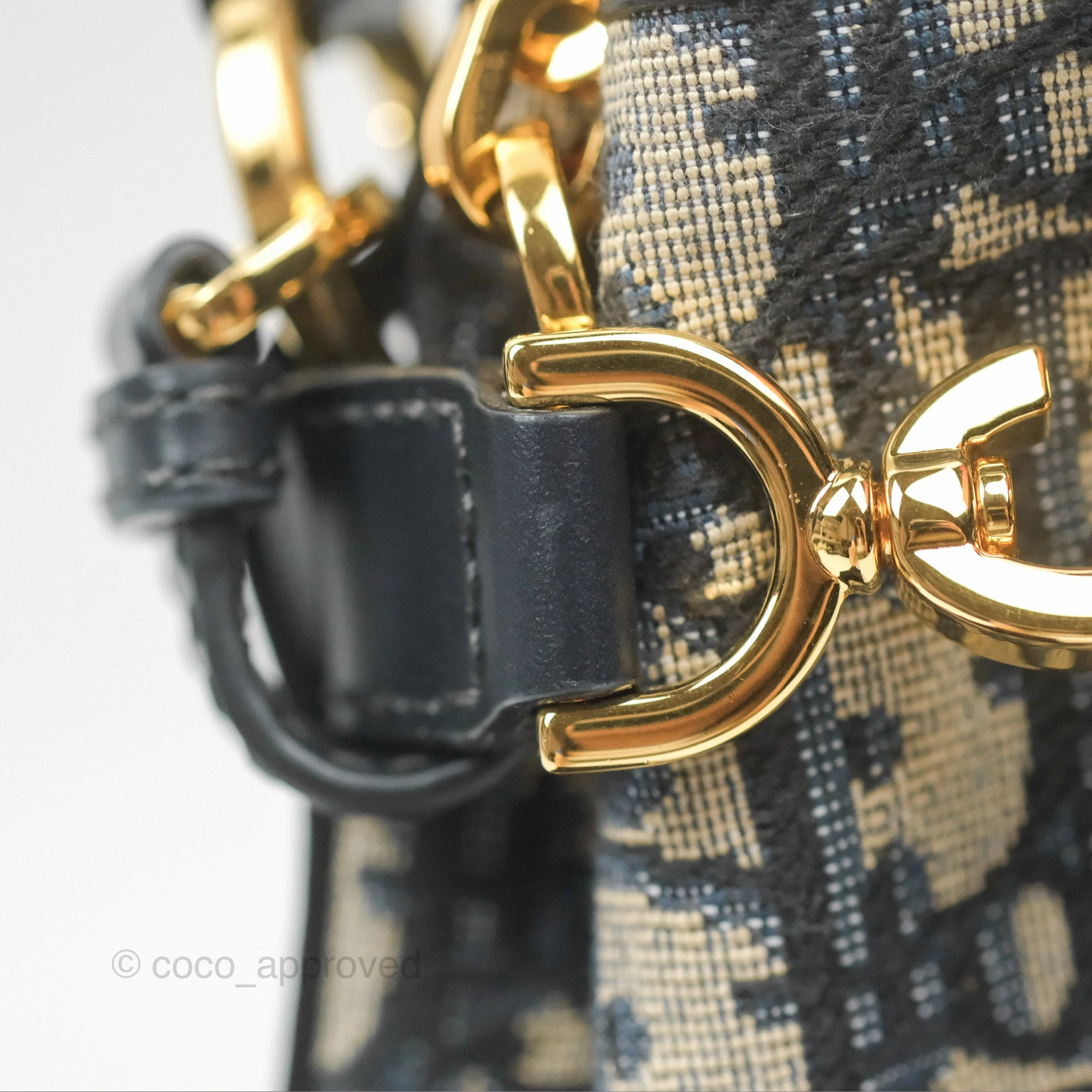 Christian Dior Oblique Calfskin C'est Dior Cannage Bucket Bag Blue Small