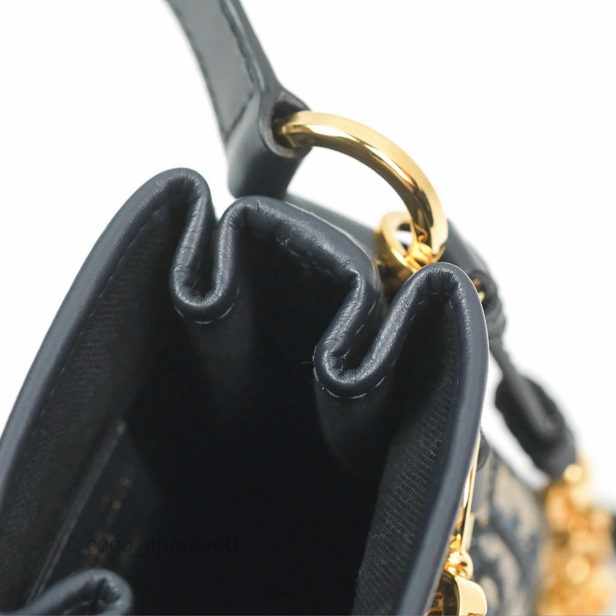Christian Dior Oblique Calfskin C'est Dior Cannage Bucket Bag Blue Small