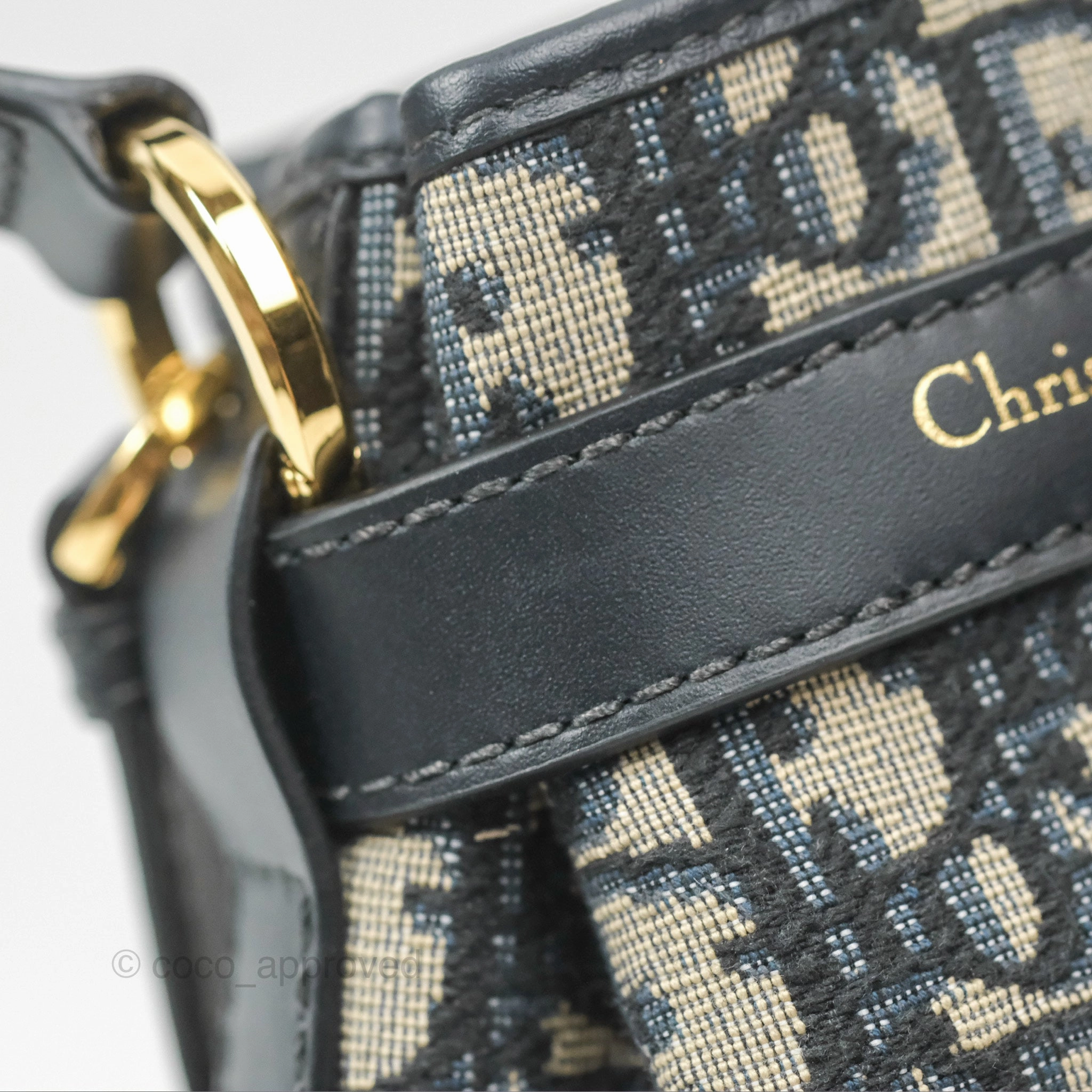 Christian Dior Oblique Calfskin C'est Dior Cannage Bucket Bag Blue Small