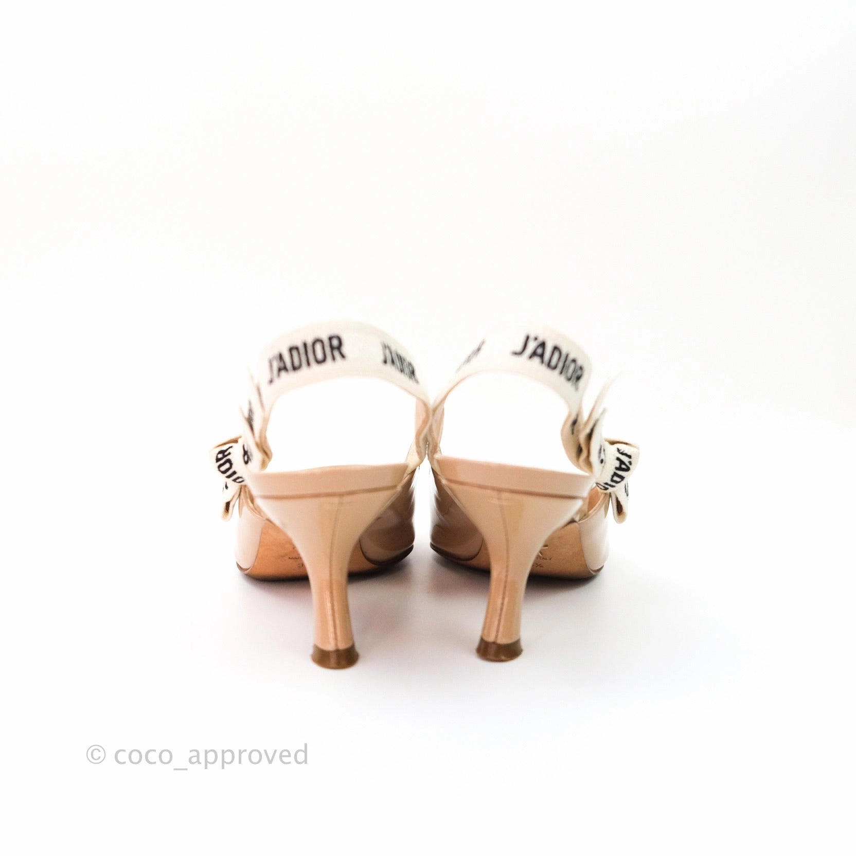 Christian Dior Patent J'adior Ribbon Slingback Pumps 36.5 Beige