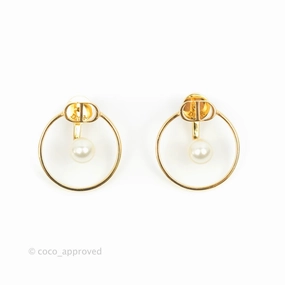 Christian Dior Pearl 30 Montaigne Earrings Gold