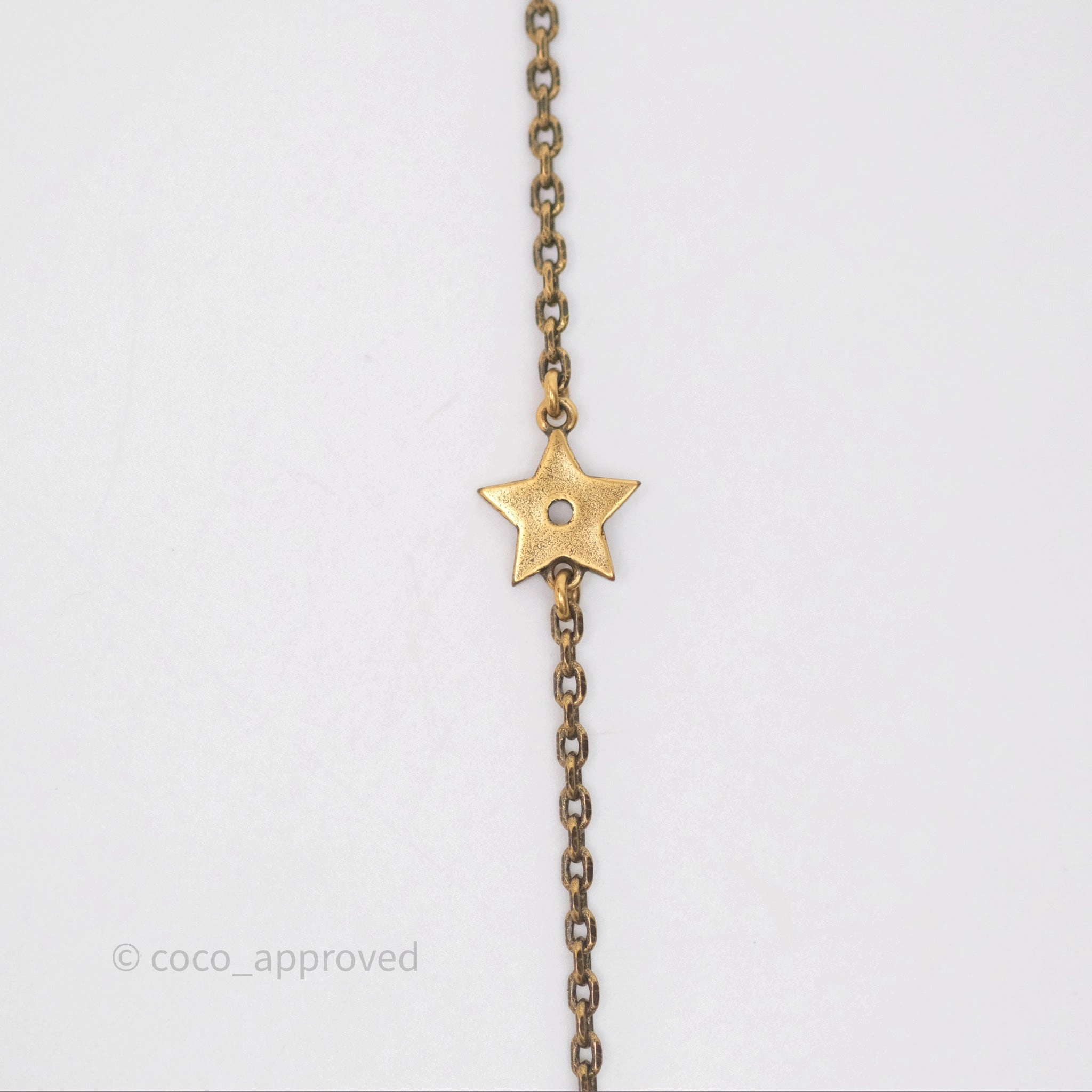 Christian Dior Pearl Crystal Bee Long Necklace Aged Gold Tone