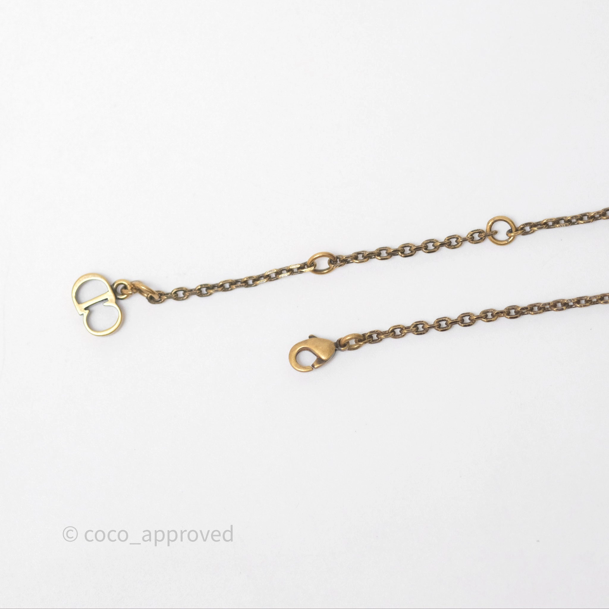 Christian Dior Pearl Crystal Bee Long Necklace Aged Gold Tone