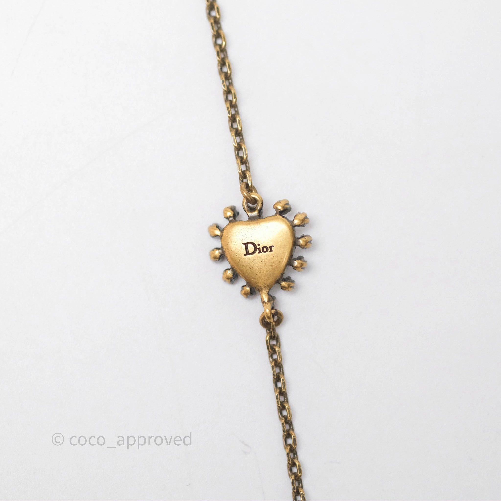 Christian Dior Pearl Crystal Bee Long Necklace Aged Gold Tone