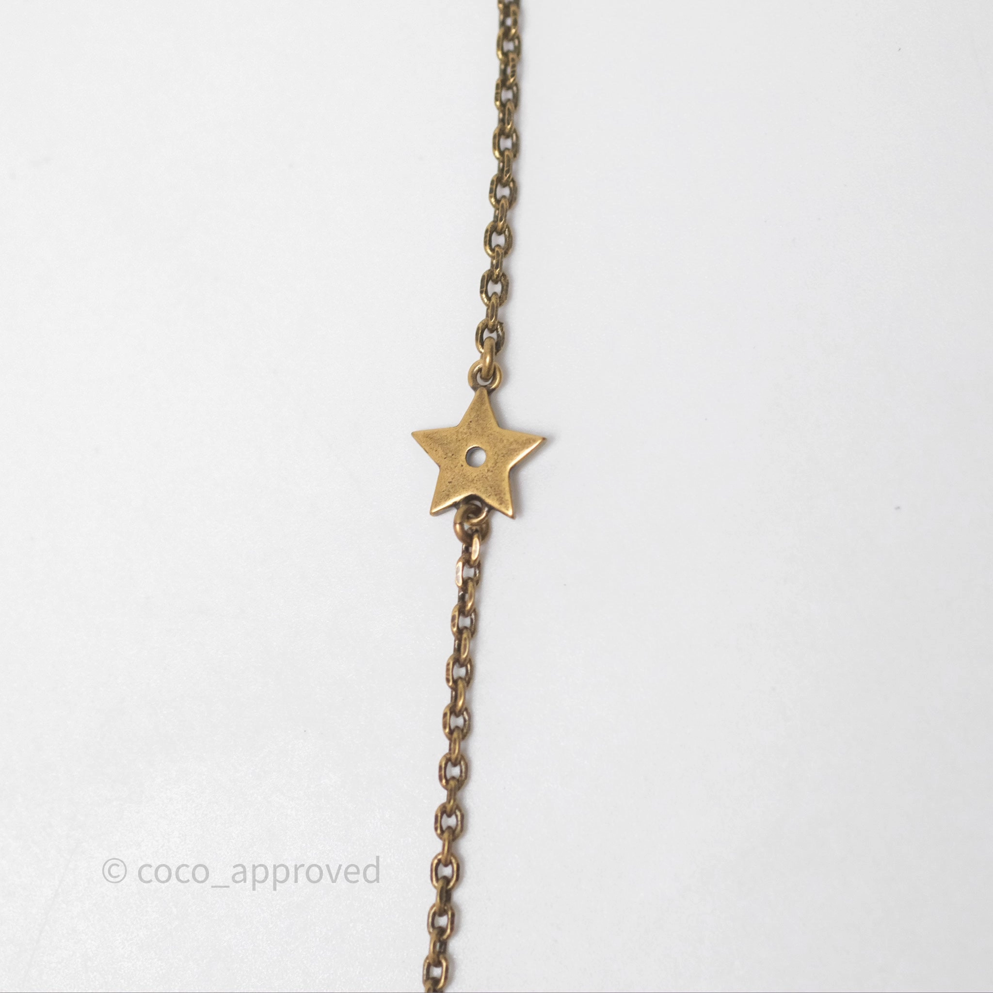Christian Dior Pearl Crystal Bee Long Necklace Aged Gold Tone