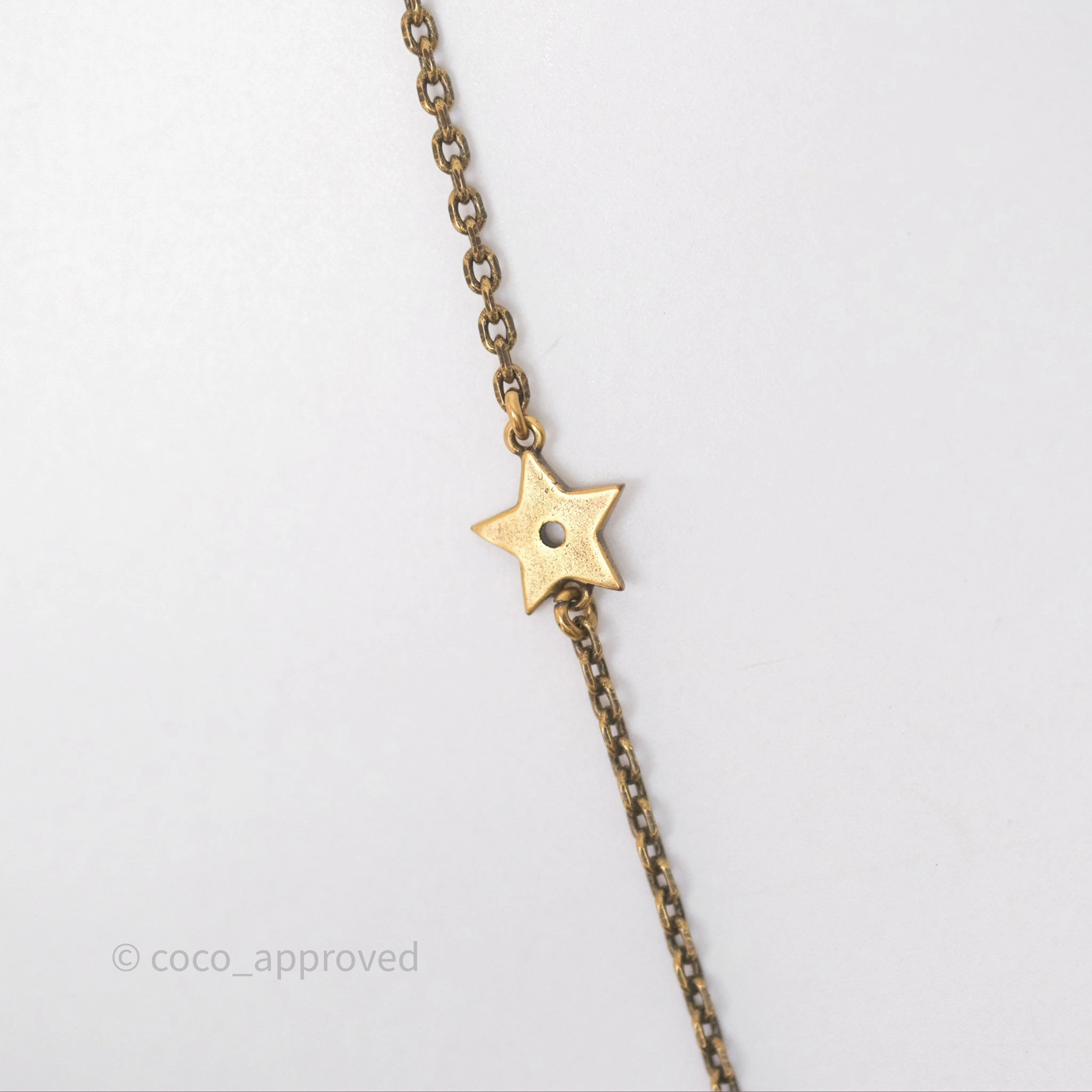 Christian Dior Pearl Crystal Bee Long Necklace Aged Gold Tone