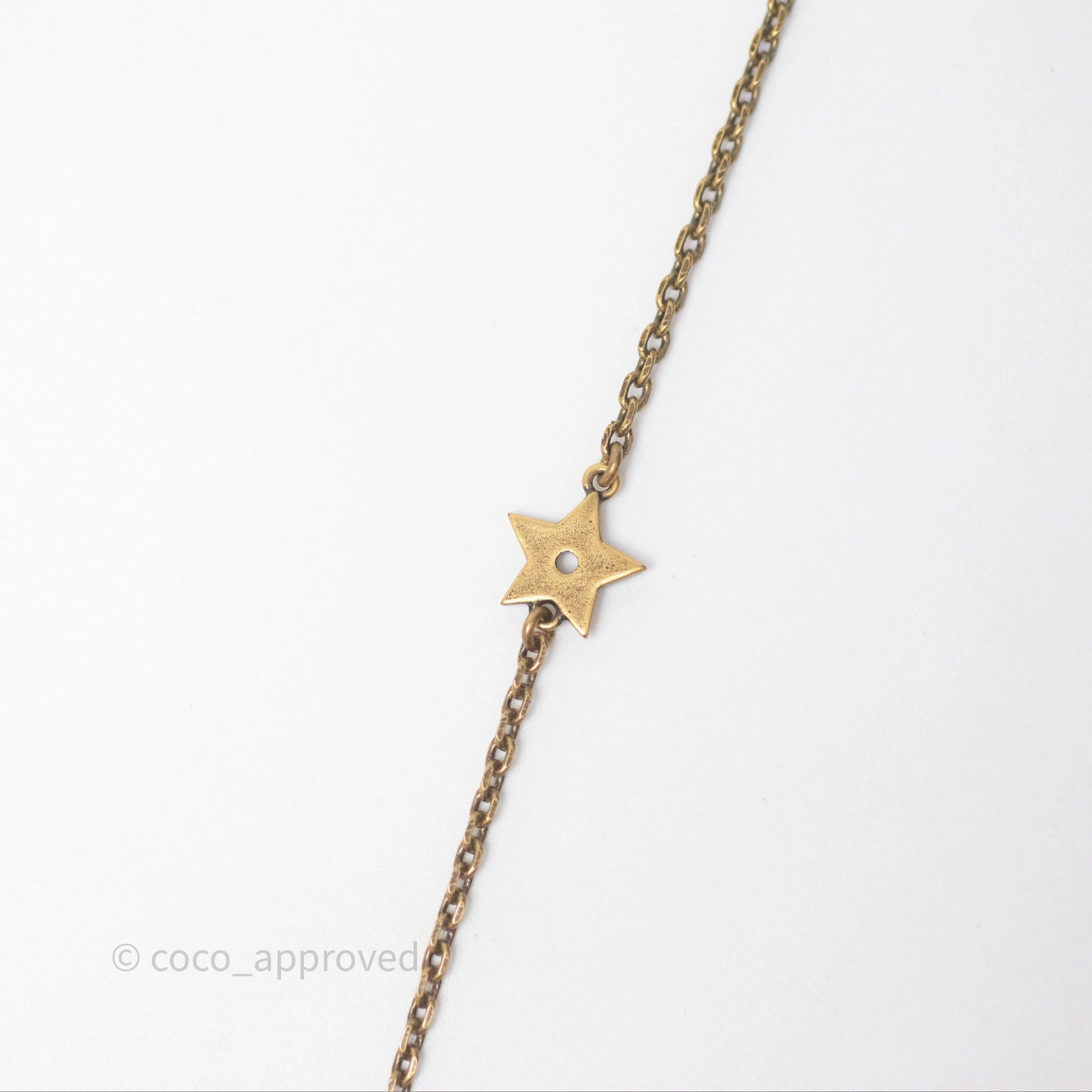 Christian Dior Pearl Crystal Bee Long Necklace Aged Gold Tone