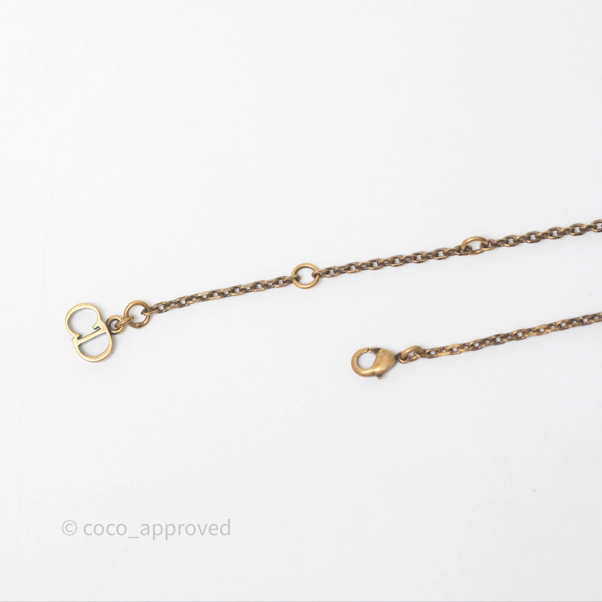 Christian Dior Pearl Crystal Bee Long Necklace Aged Gold Tone