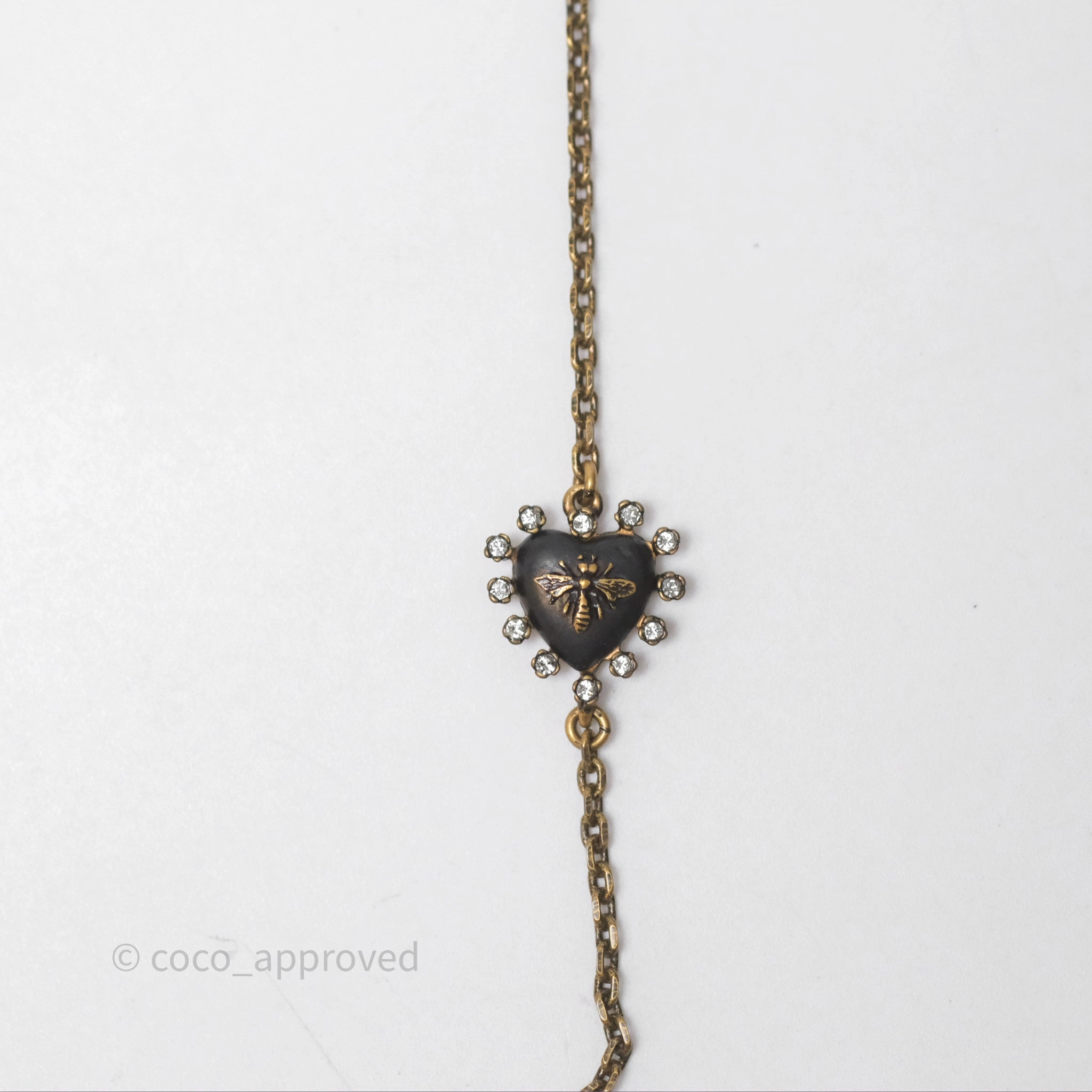 Christian Dior Pearl Crystal Bee Long Necklace Aged Gold Tone
