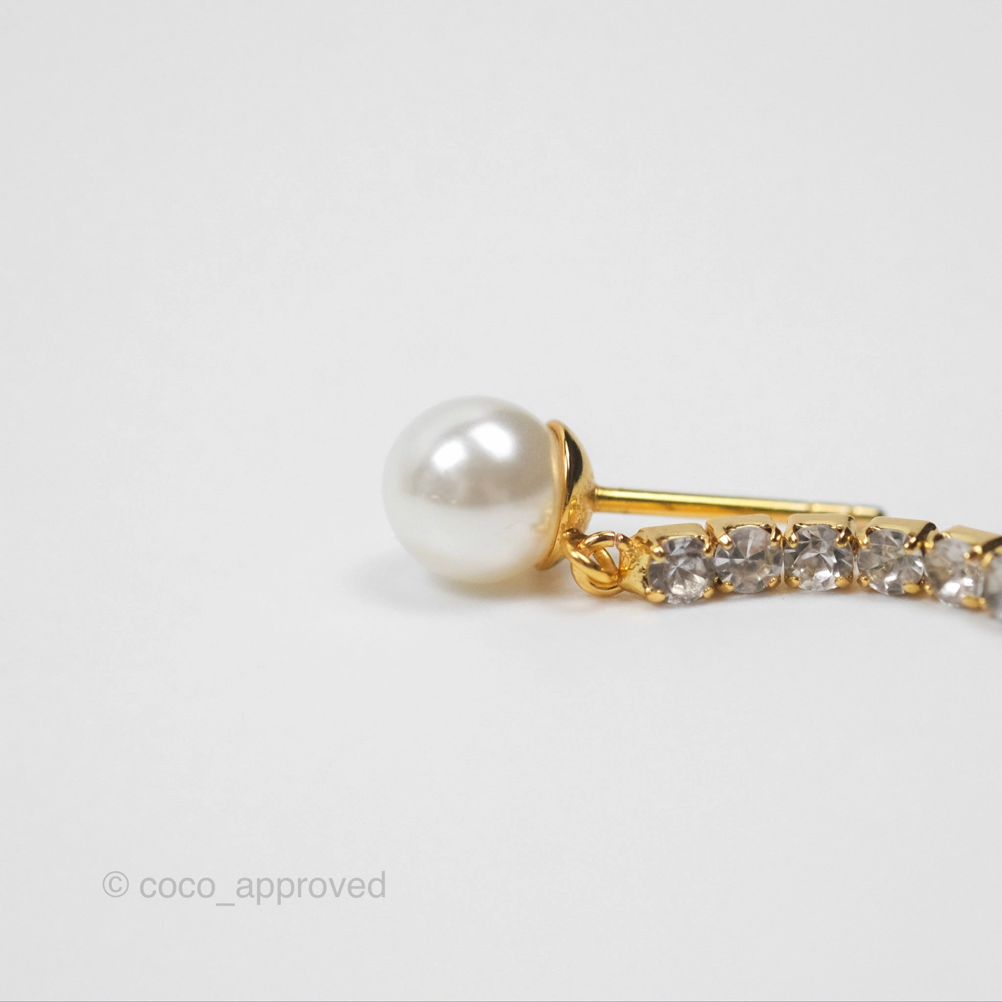 Christian Dior Pearl Crystal Star Tribales Earrings Gold Tone