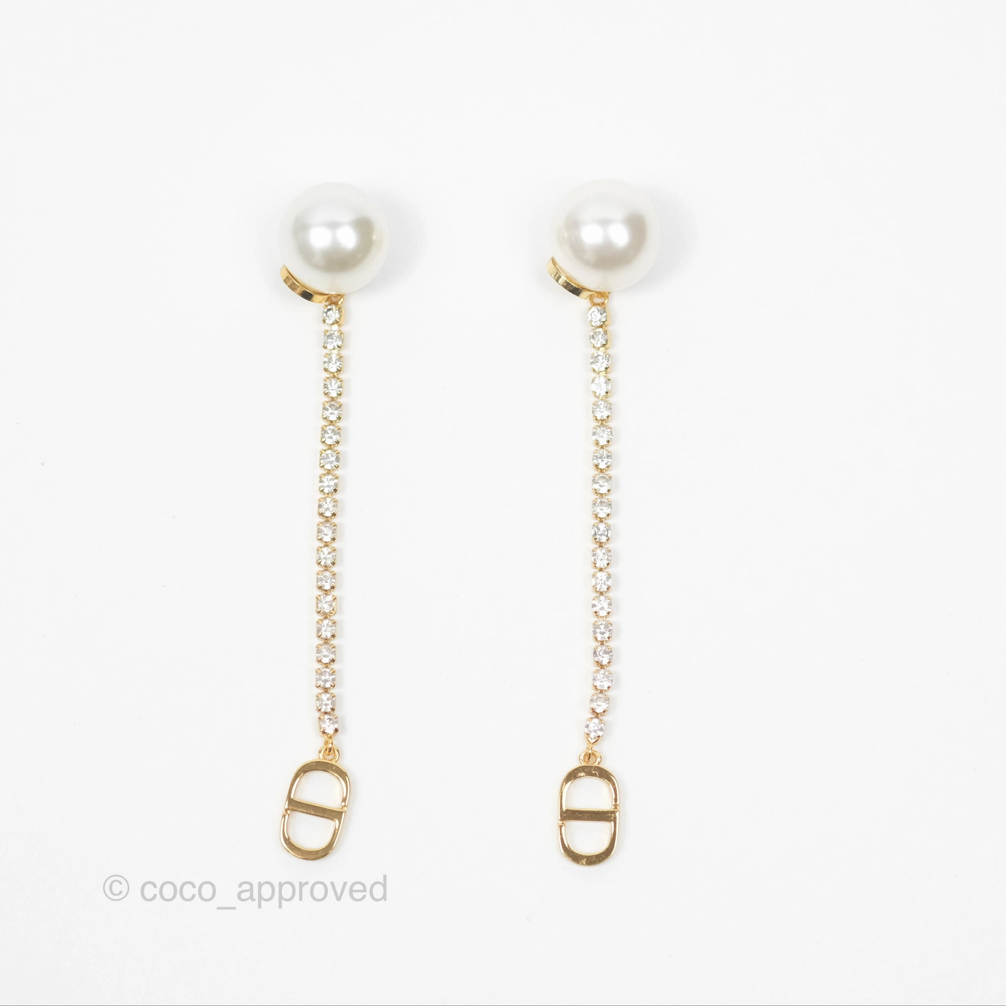 Christian Dior Pearl Crystal Star Tribales Earrings Gold Tone
