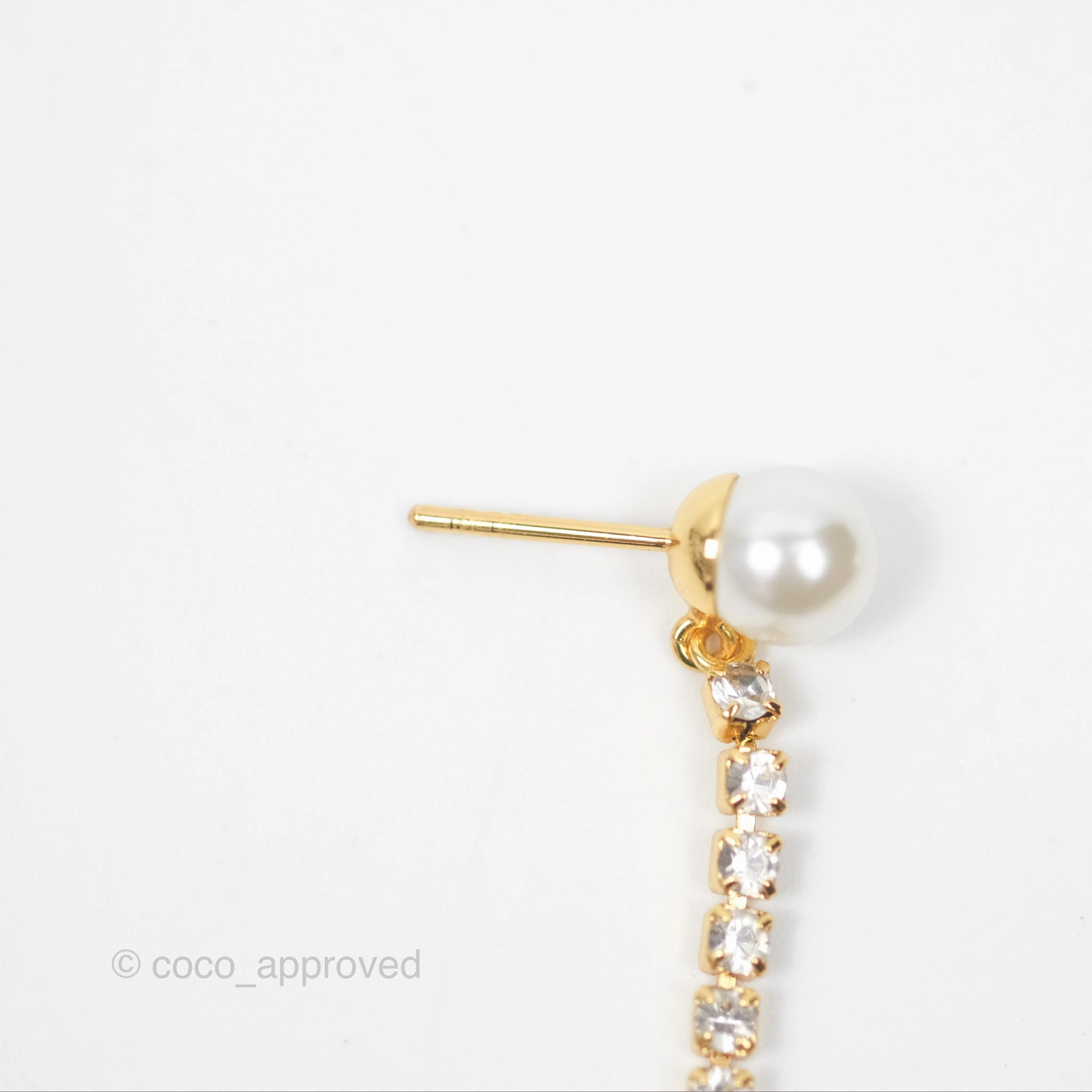 Christian Dior Pearl Crystal Star Tribales Earrings Gold Tone