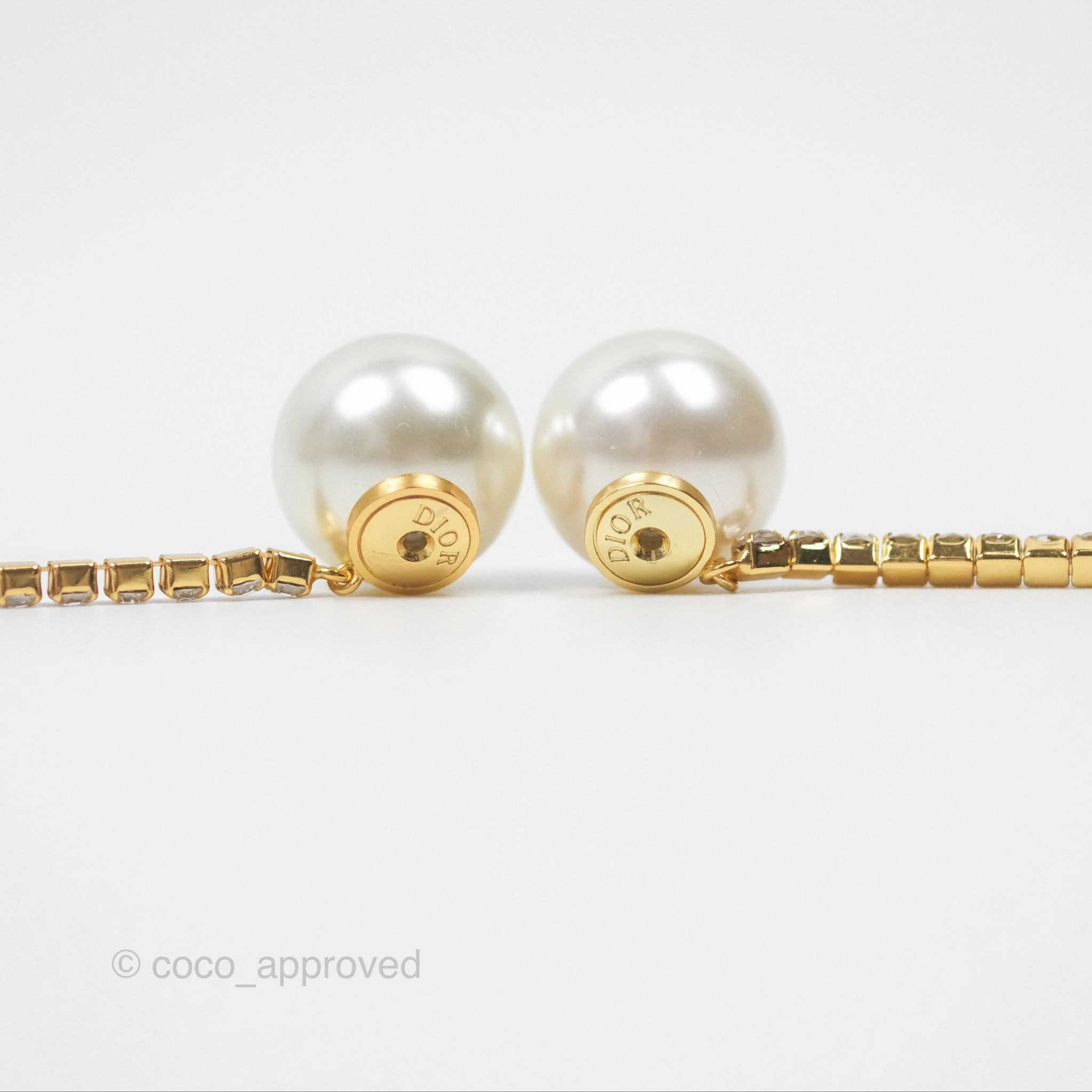 Christian Dior Pearl Crystal Star Tribales Earrings Gold Tone