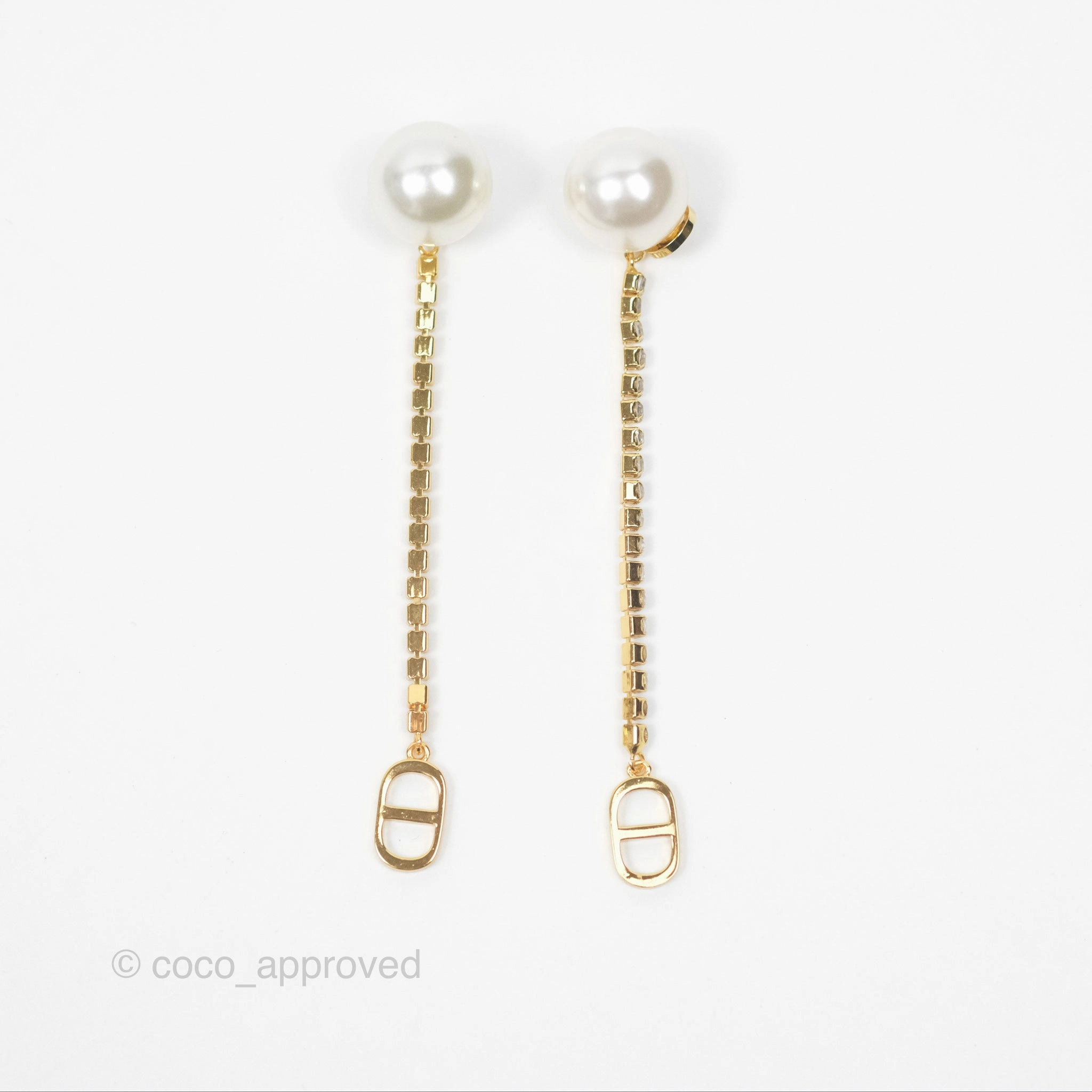 Christian Dior Pearl Crystal Star Tribales Earrings Gold Tone