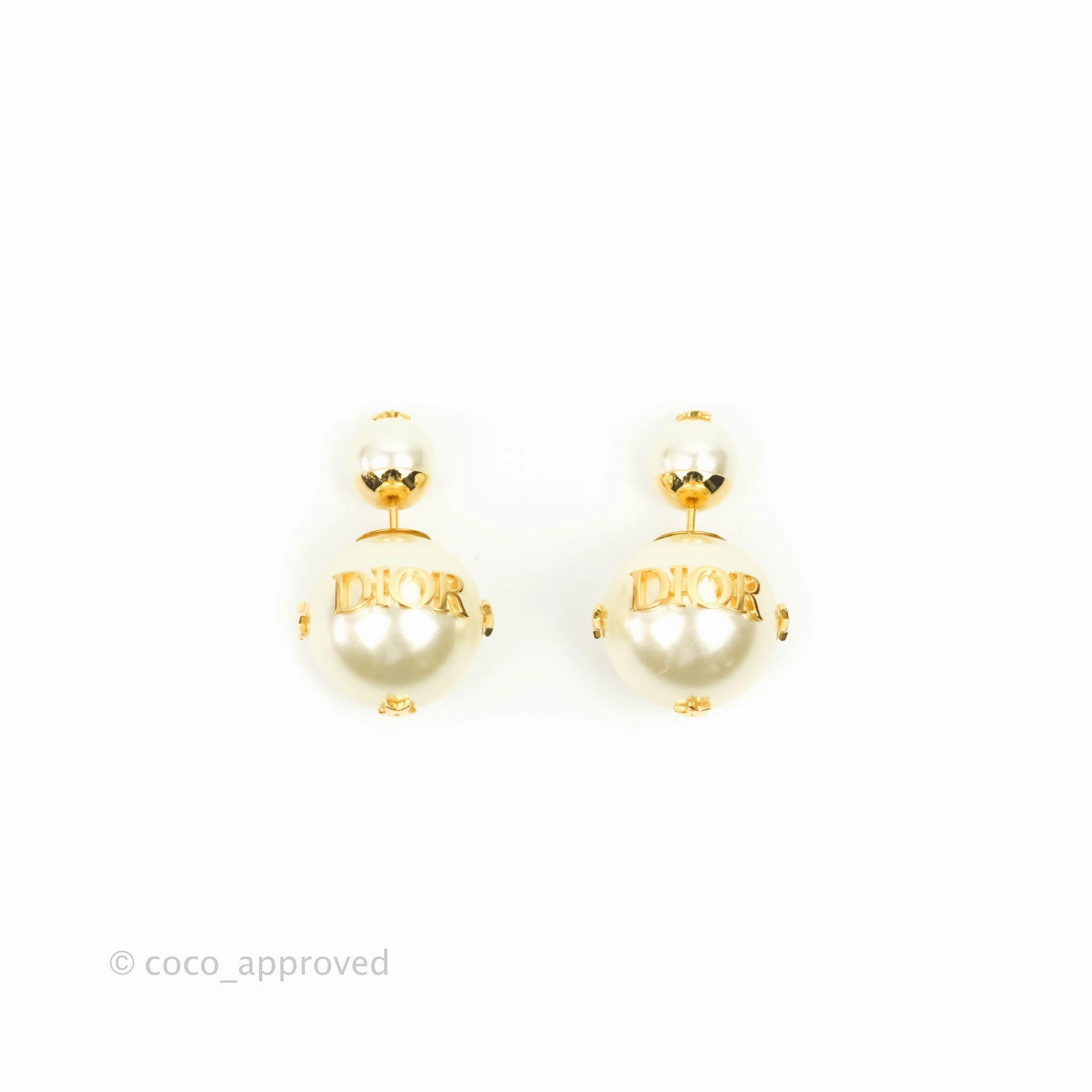 Christian Dior Pearl Star Tribales Earrings Gold Tone
