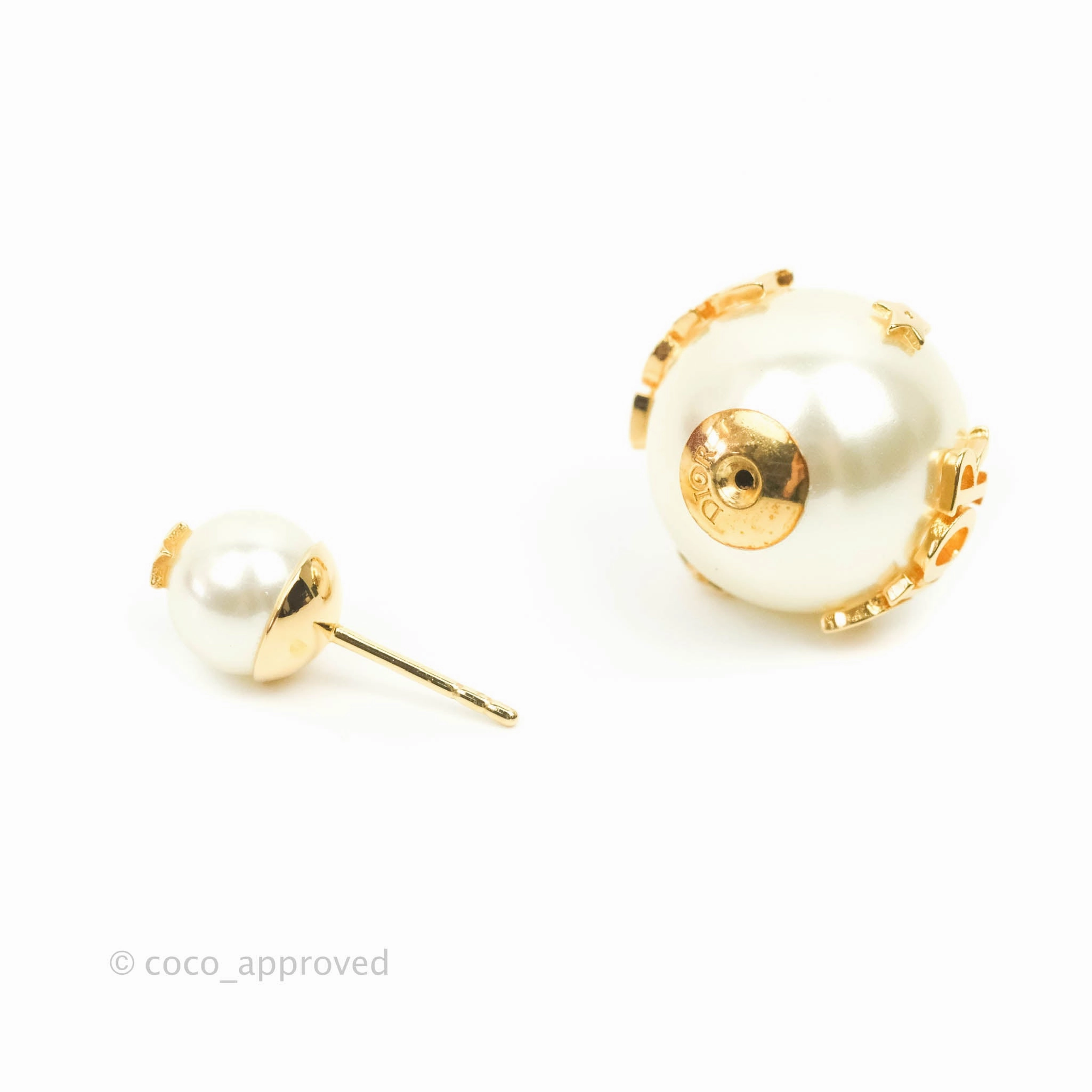 Christian Dior Pearl Star Tribales Earrings Gold Tone