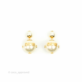Christian Dior Pearl Star Tribales Earrings Gold Tone