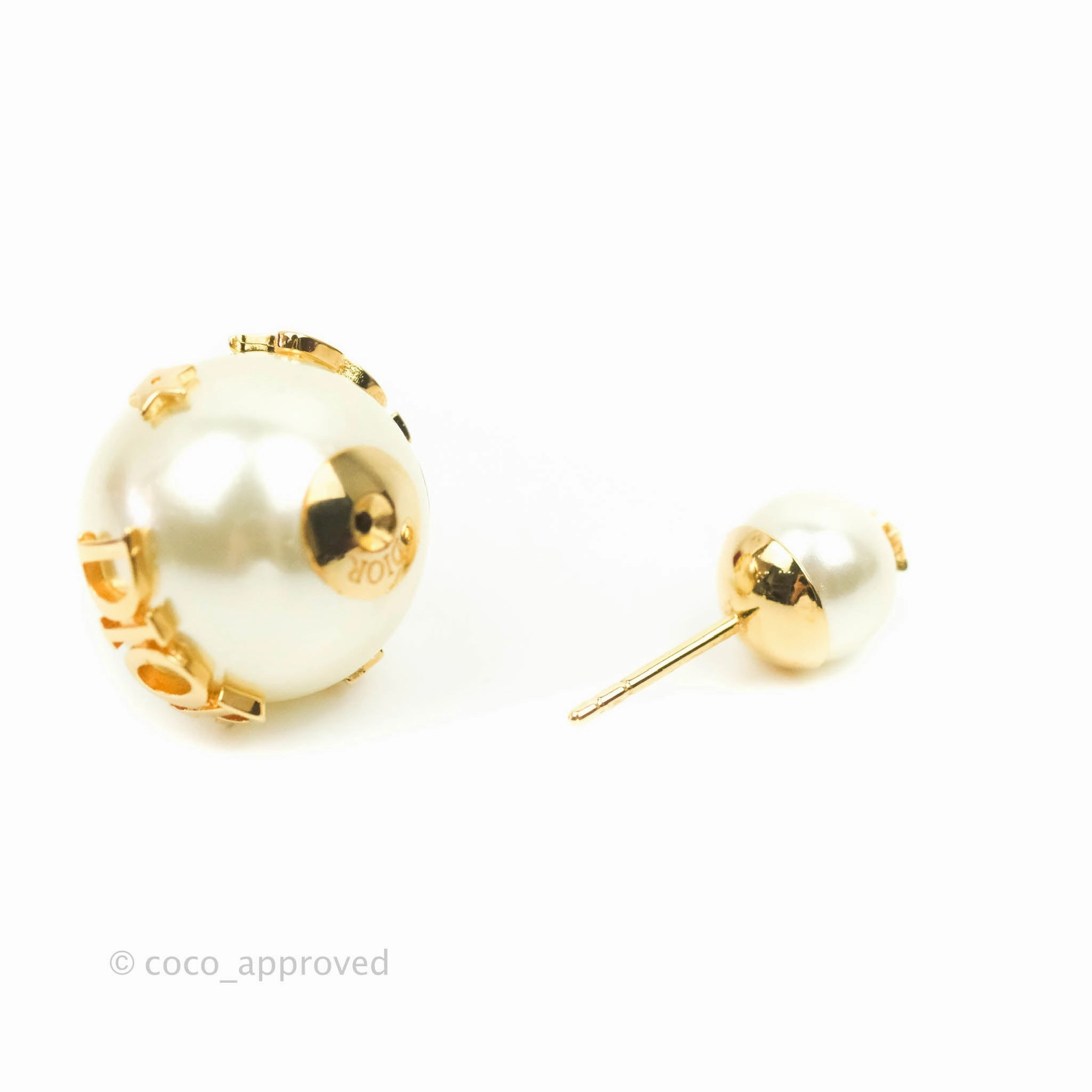Christian Dior Pearl Star Tribales Earrings Gold Tone