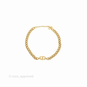 Christian Dior Petit CD Choker Necklace Gold Tone