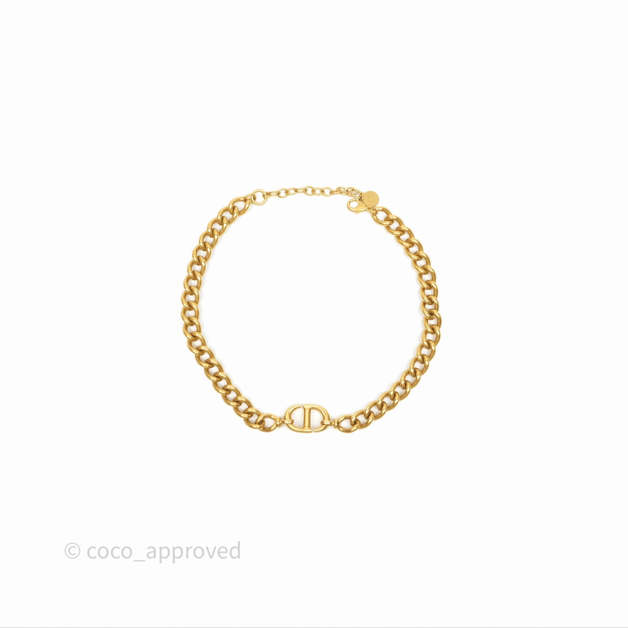 Christian Dior Petit CD Choker Necklace Gold Tone