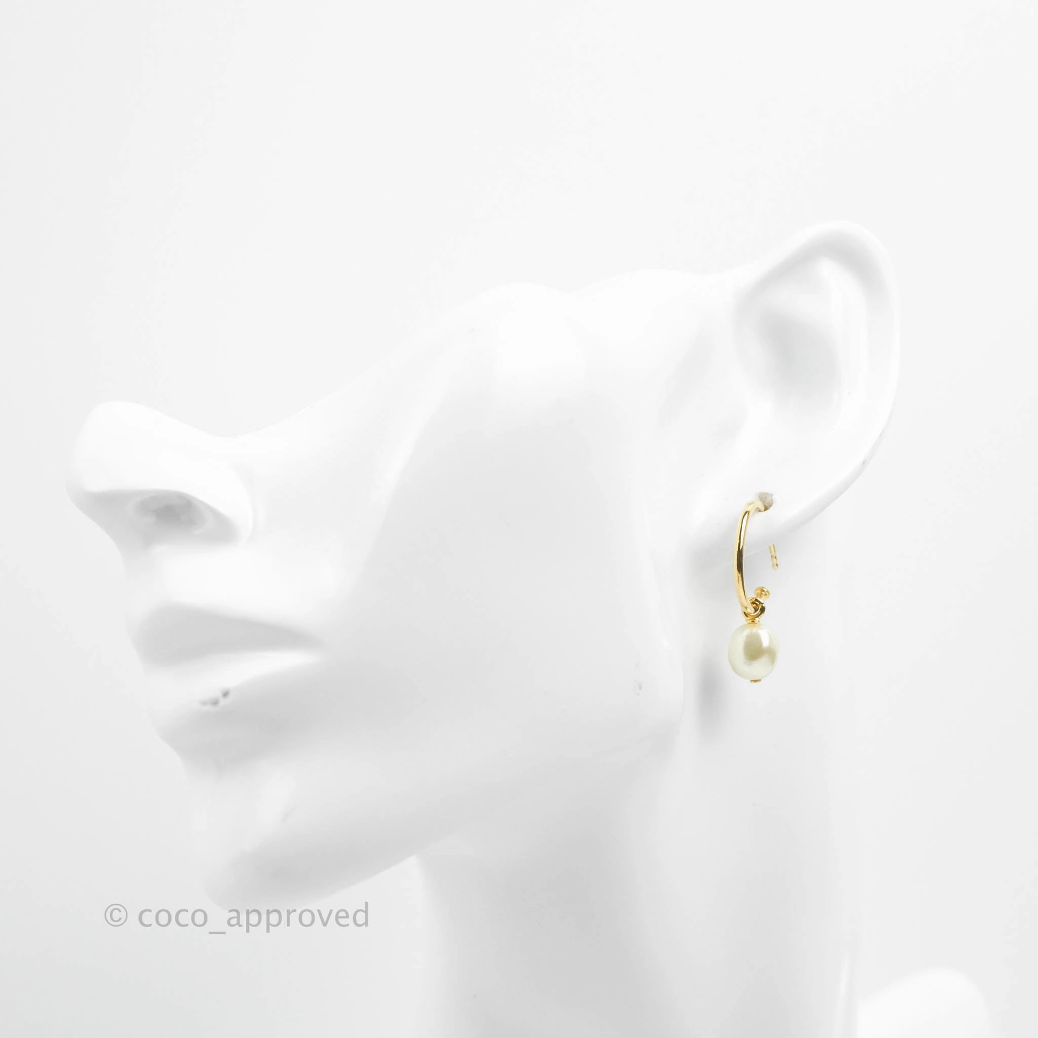 Christian Dior Petit CD Crystal Pearl Drop Earrings Gold Tone