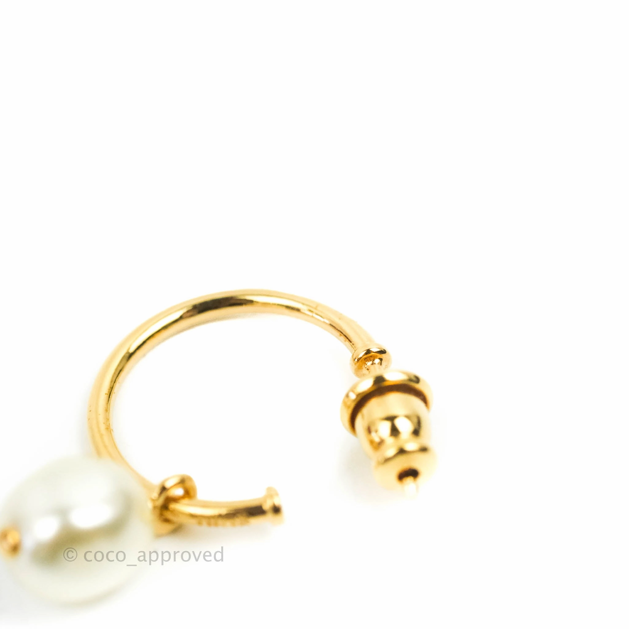 Christian Dior Petit CD Crystal Pearl Drop Earrings Gold Tone