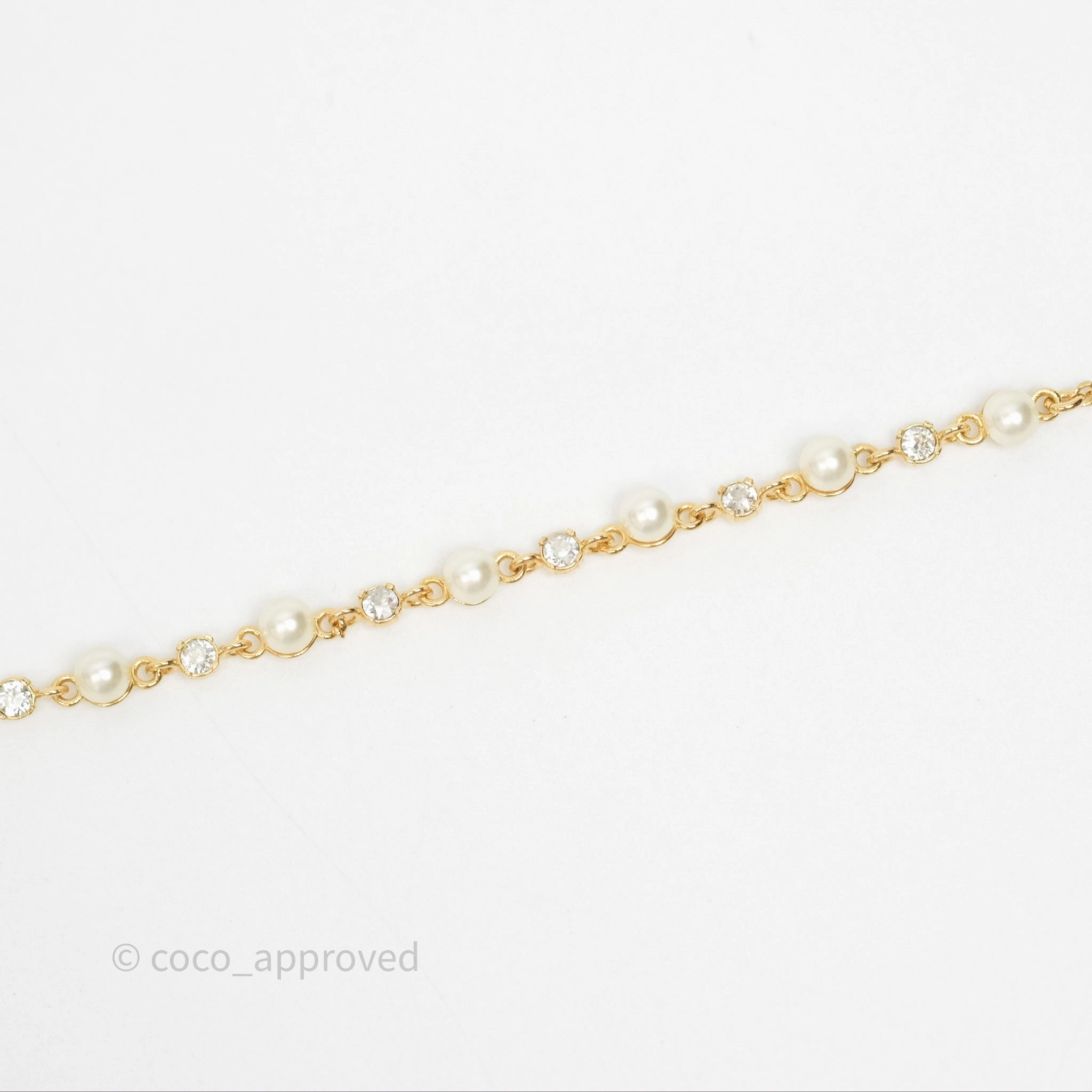 Christian Dior Petit CD Treasure Necklace Pearls Gold Tone