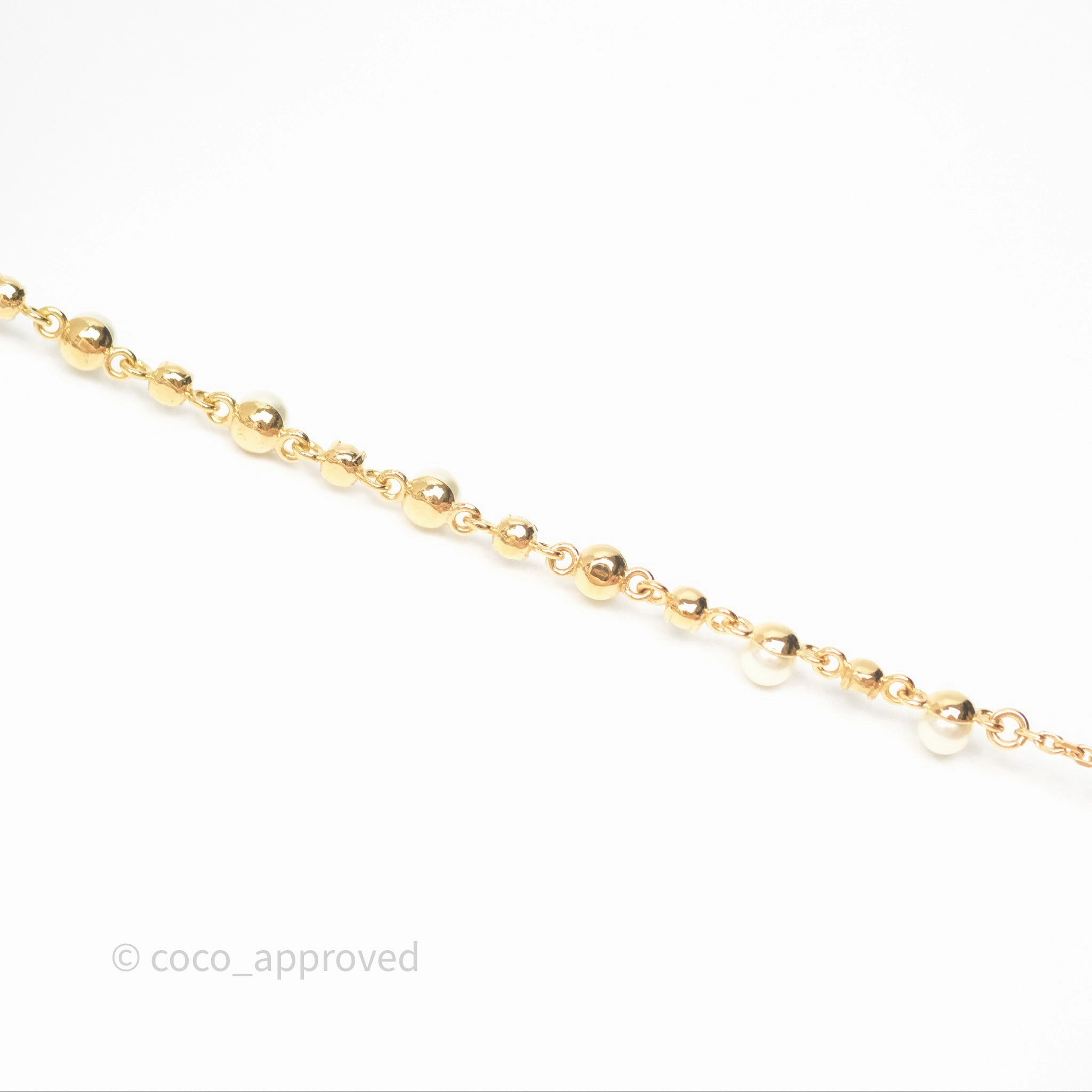 Christian Dior Petit CD Treasure Necklace Pearls Gold Tone
