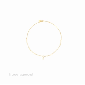 Christian Dior Petit CD Treasure Necklace Pearls Gold Tone