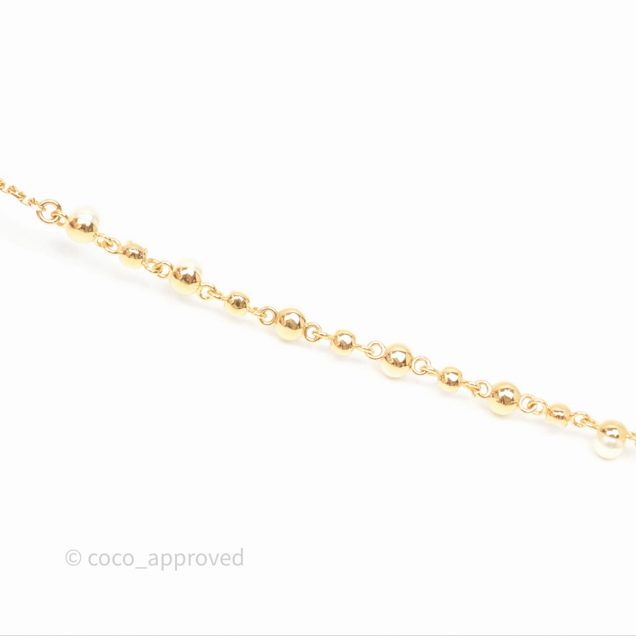 Christian Dior Petit CD Treasure Necklace Pearls Gold Tone