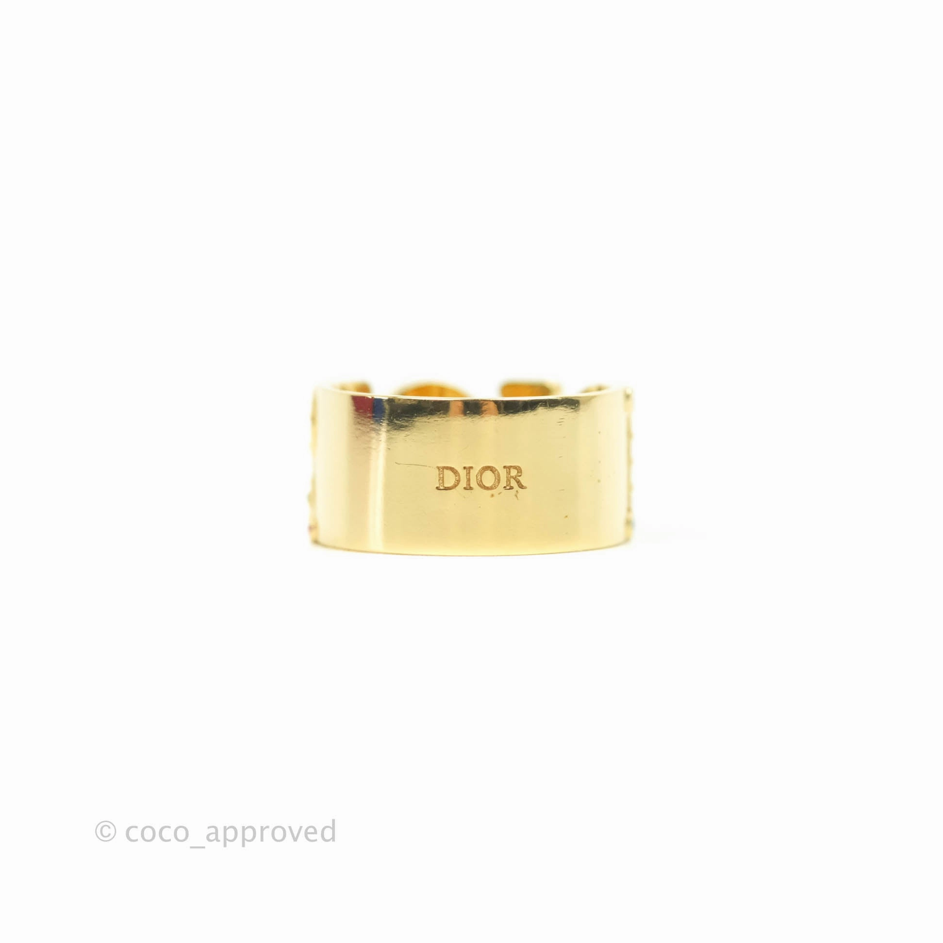 Christian Dior Rainbow Crystal Ring Gold Tone Size L