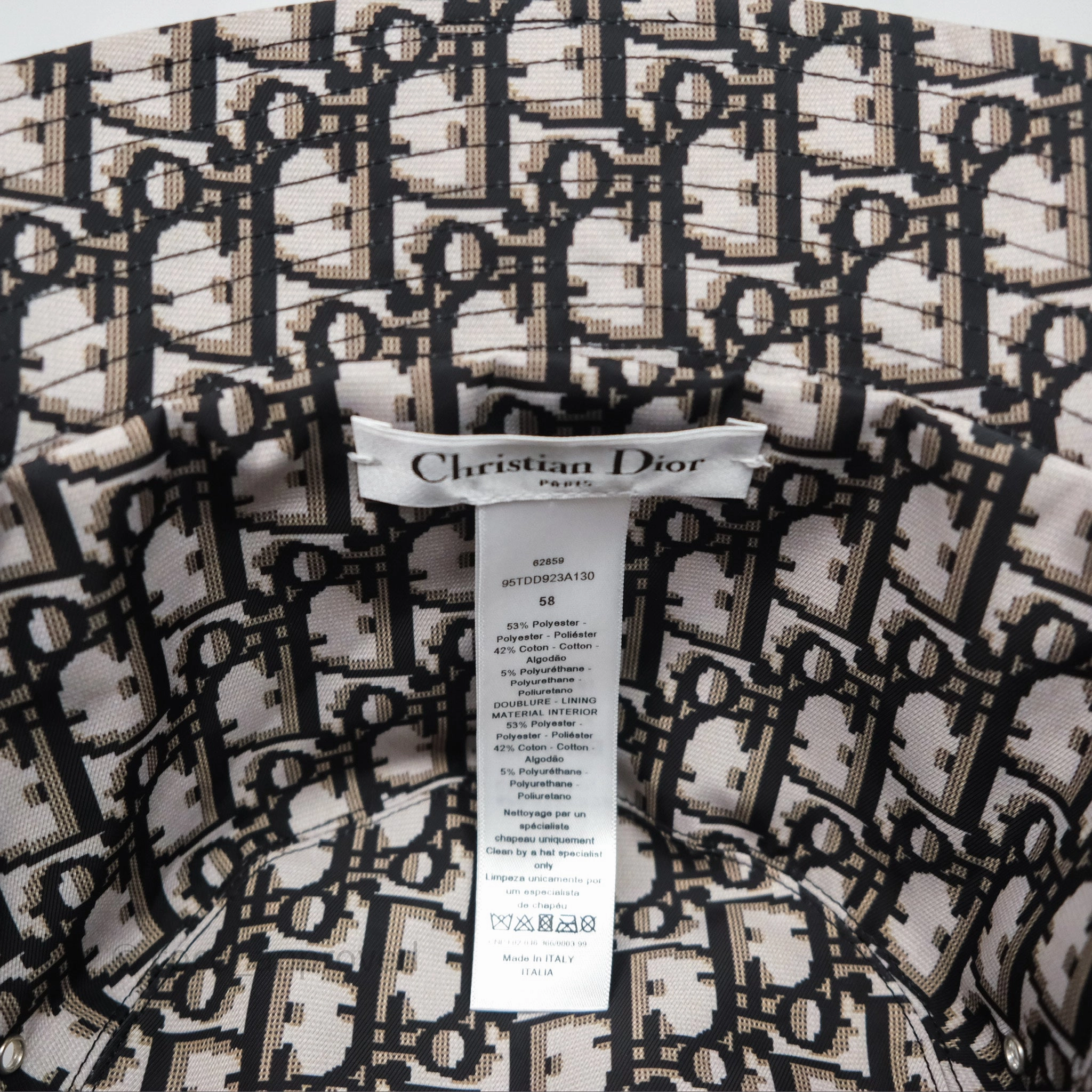 Christian Dior Reversible Teddy-D CD Bucket Hat Size 58