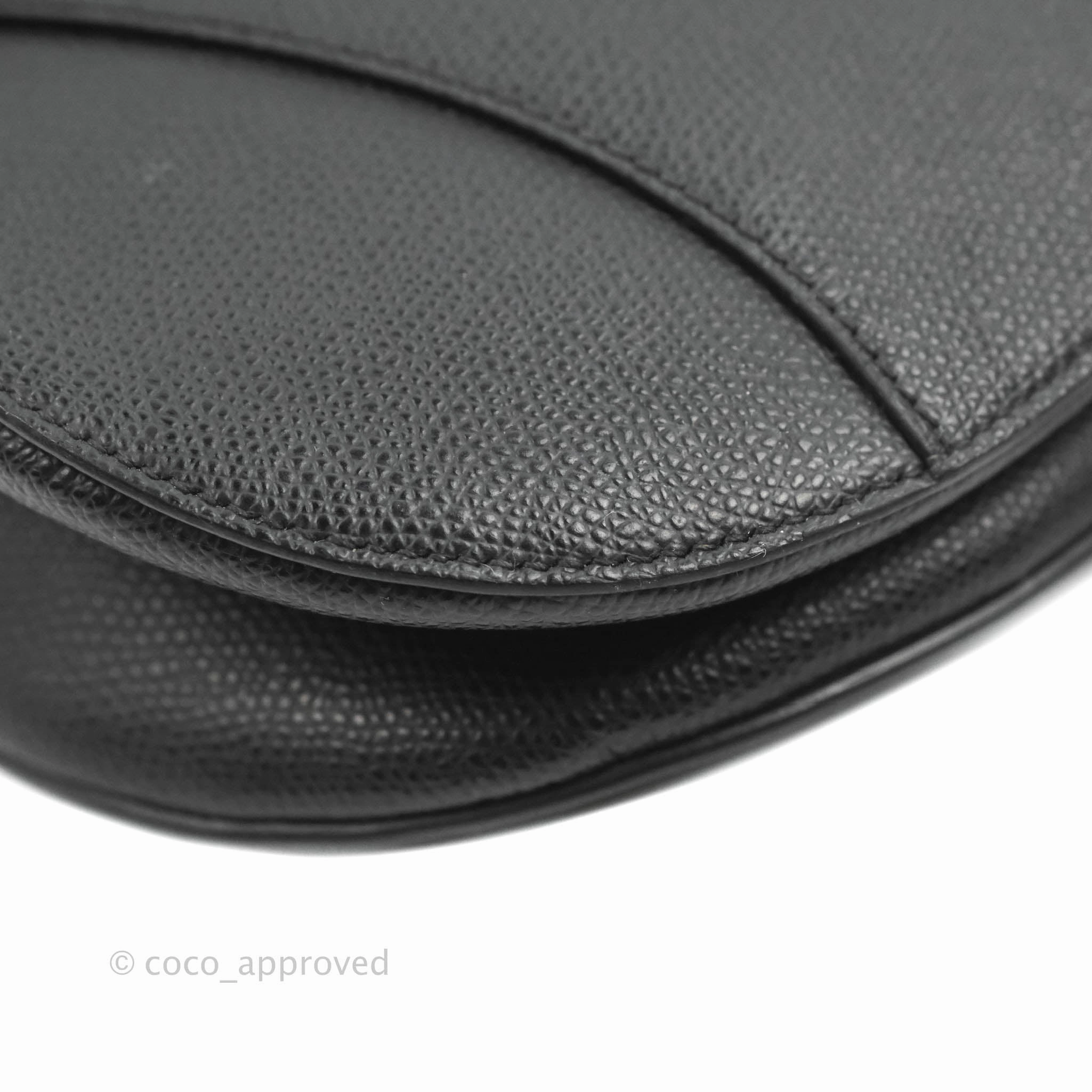 Christian Dior Saddle Bag Black Grained Calfskin Gold Hardware