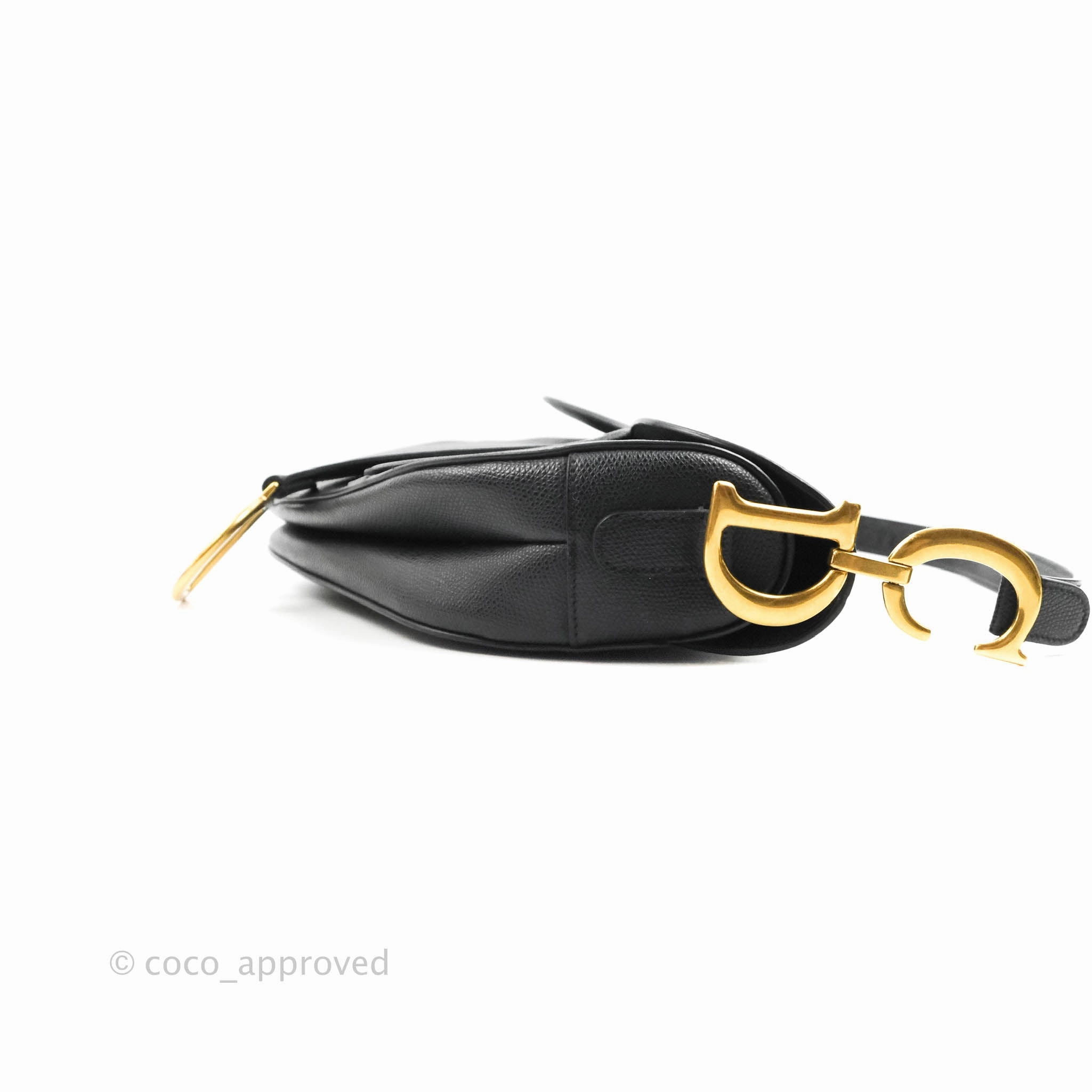 Christian Dior Saddle Bag Black Grained Calfskin Gold Hardware