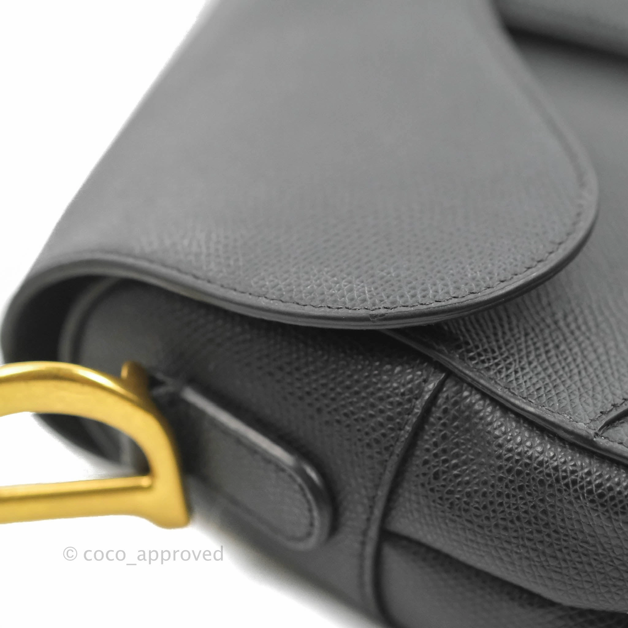 Christian Dior Saddle Bag Black Grained Calfskin Gold Hardware