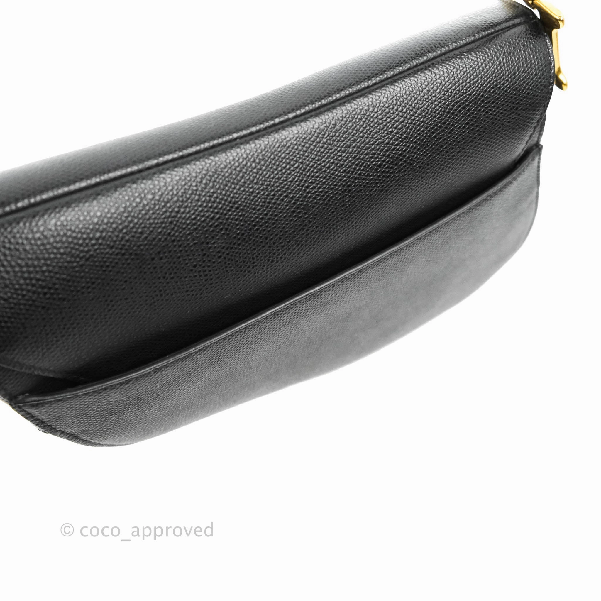 Christian Dior Saddle Bag Black Grained Calfskin Gold Hardware