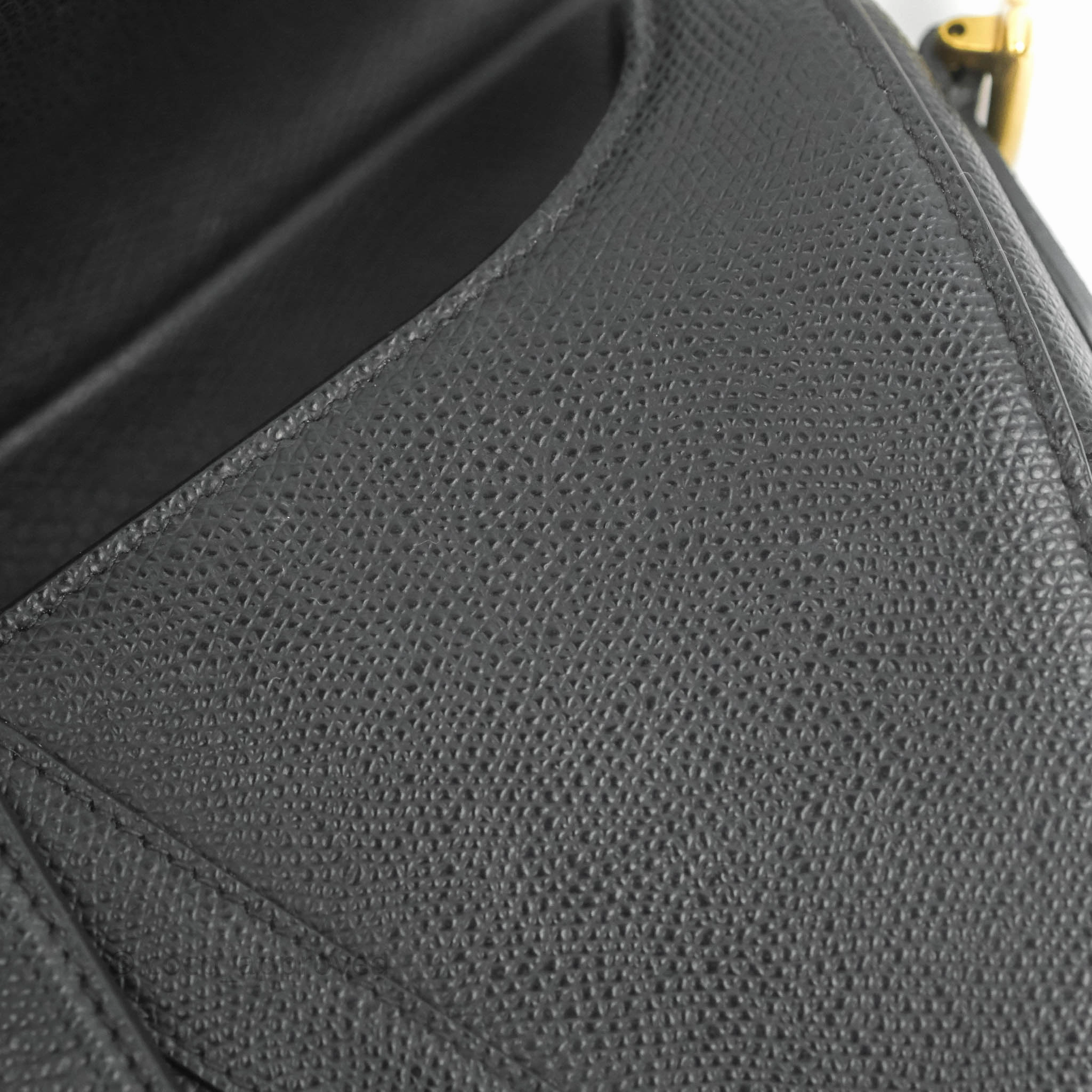 Christian Dior Saddle Bag Black Grained Calfskin Gold Hardware