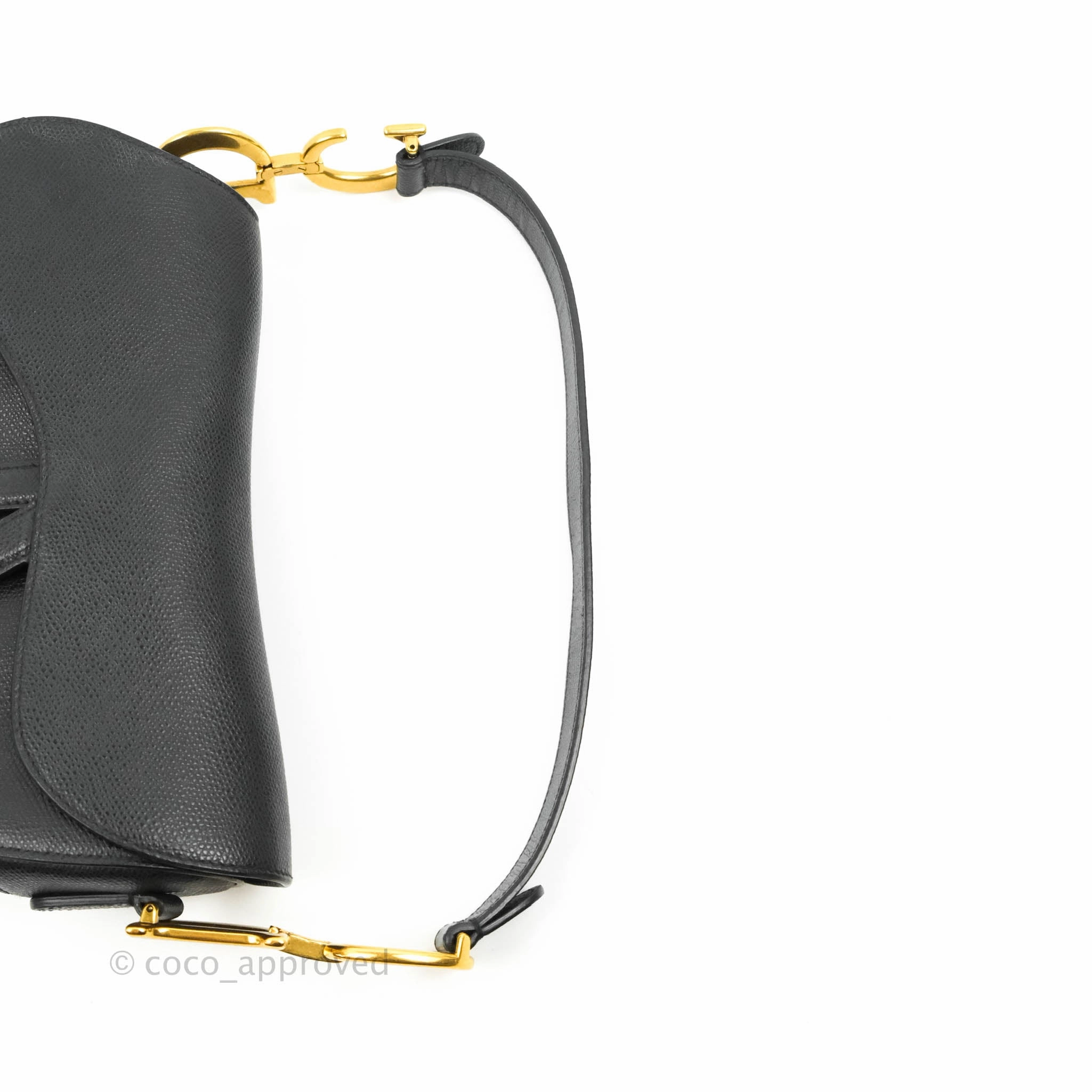 Christian Dior Saddle Bag Black Grained Calfskin Gold Hardware