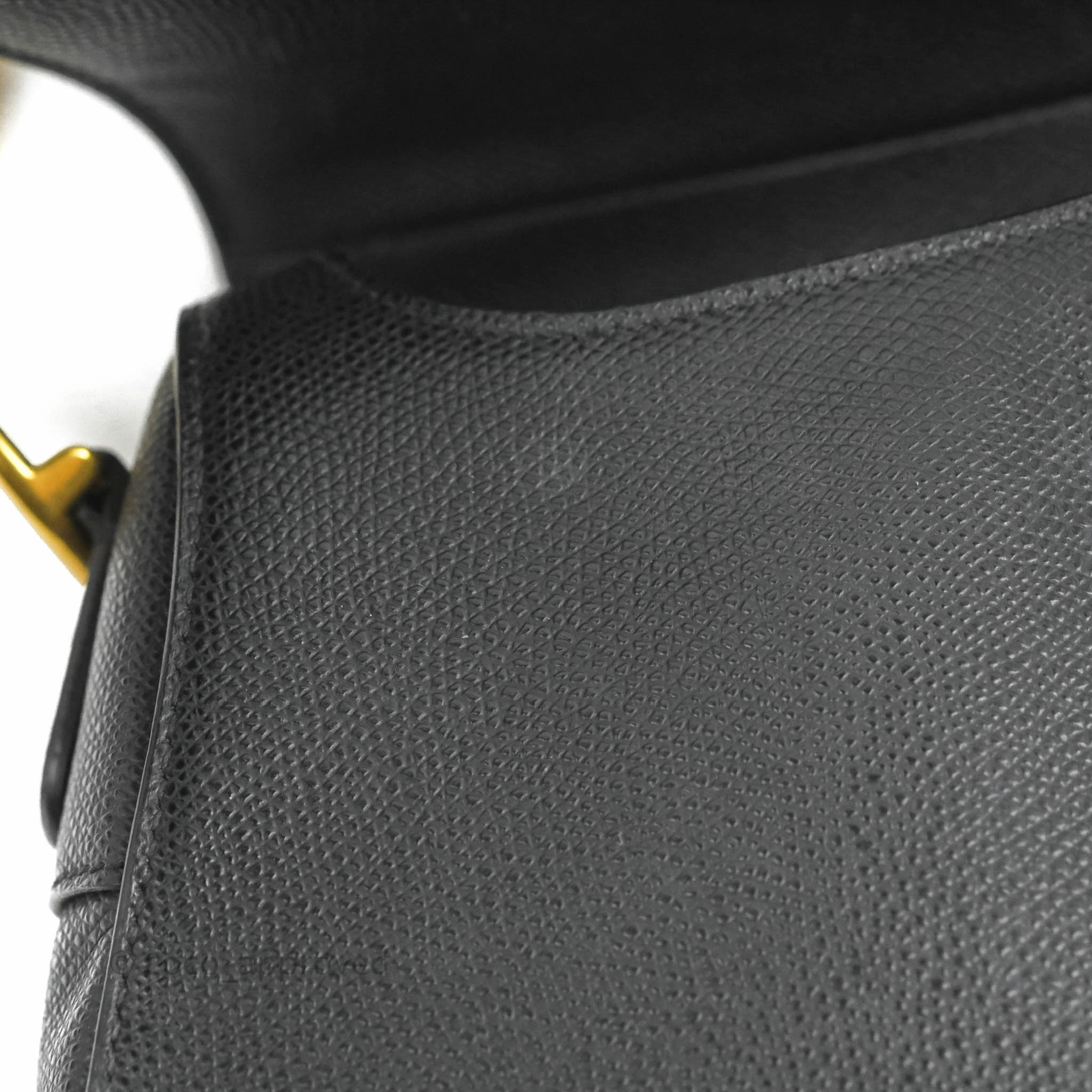 Christian Dior Saddle Bag Black Grained Calfskin Gold Hardware