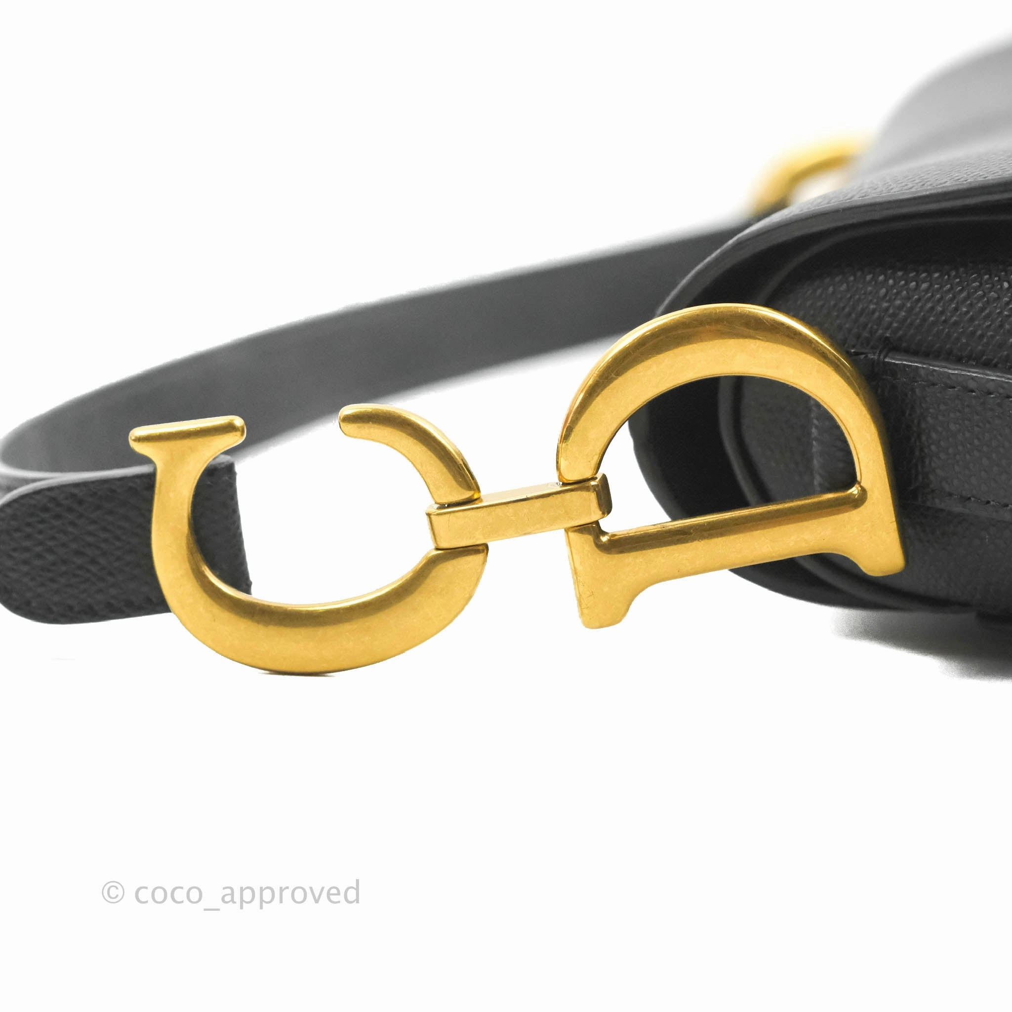 Christian Dior Saddle Bag Black Grained Calfskin Gold Hardware